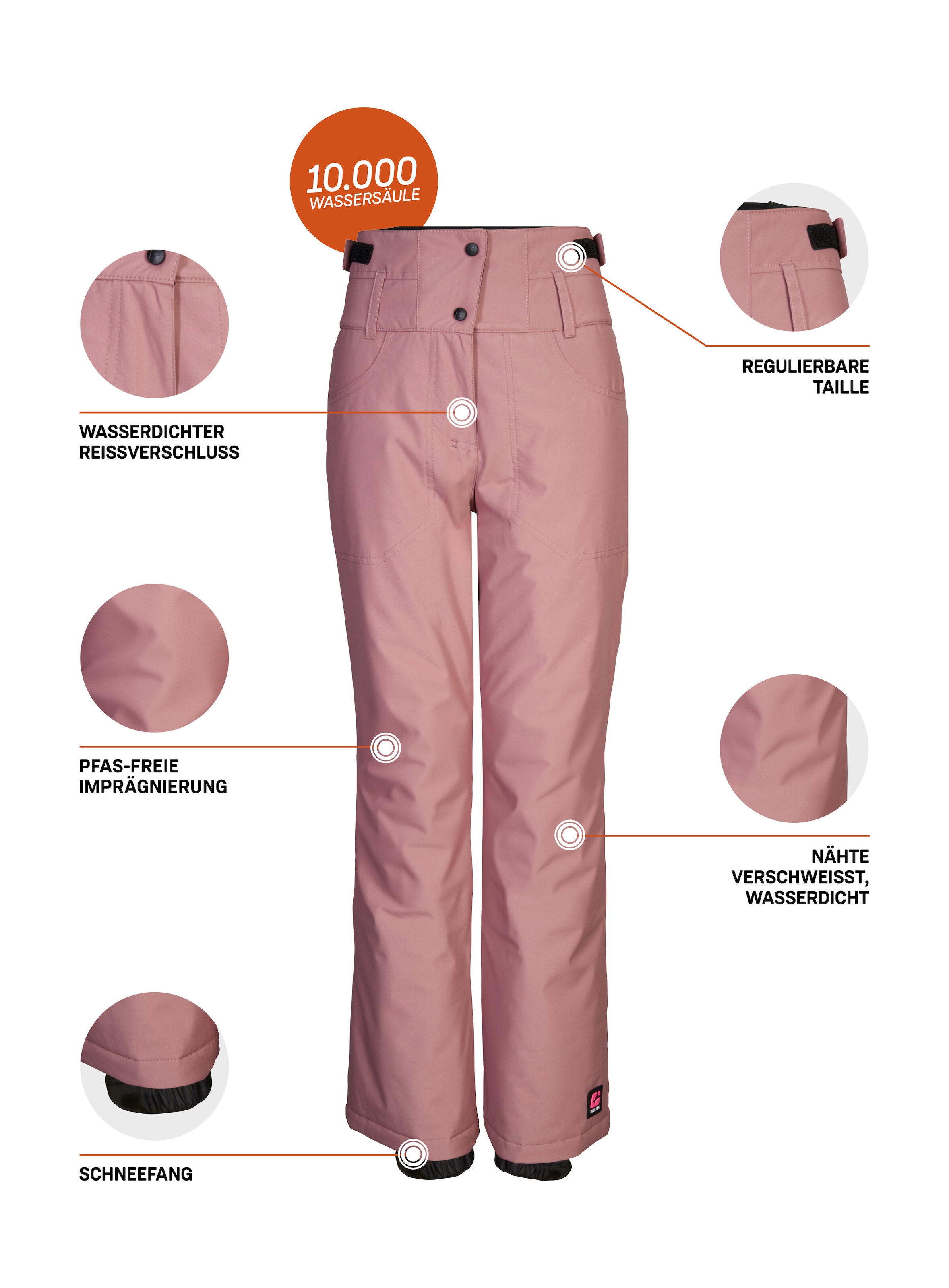 Killtec Skihose »KSW 212 GRLS SKI PNTS«, Wasserdichte, atmungsaktive Skihose mit verstellbarer Taille