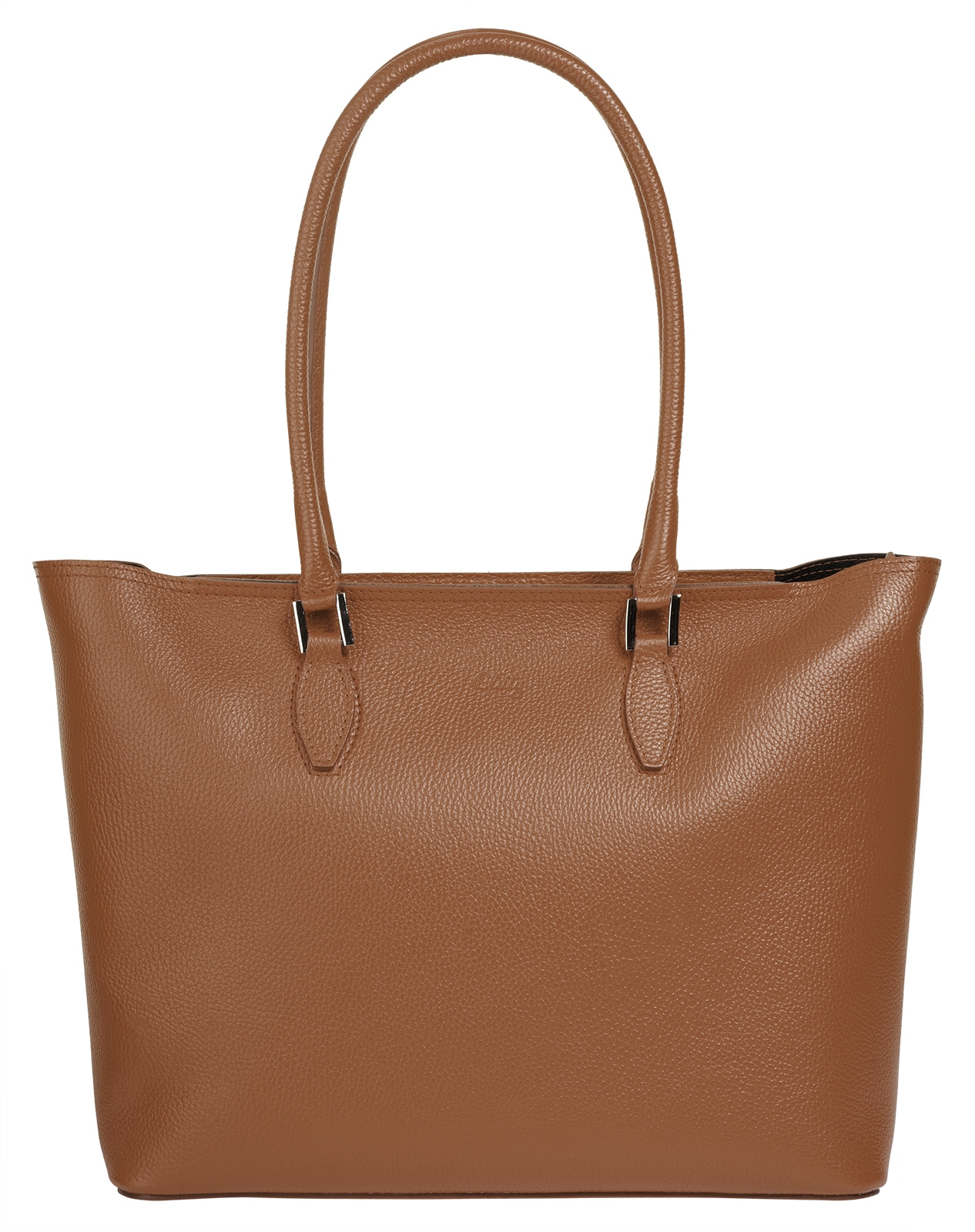 Shopper CLUTY, Damen, Gr. B/H/T: 40cm x 30cm x 12cm onesize, braun (cognac), Leder, leicht glänzend, unifarben, Taschen Shopper, echt Leder, Made in Italy