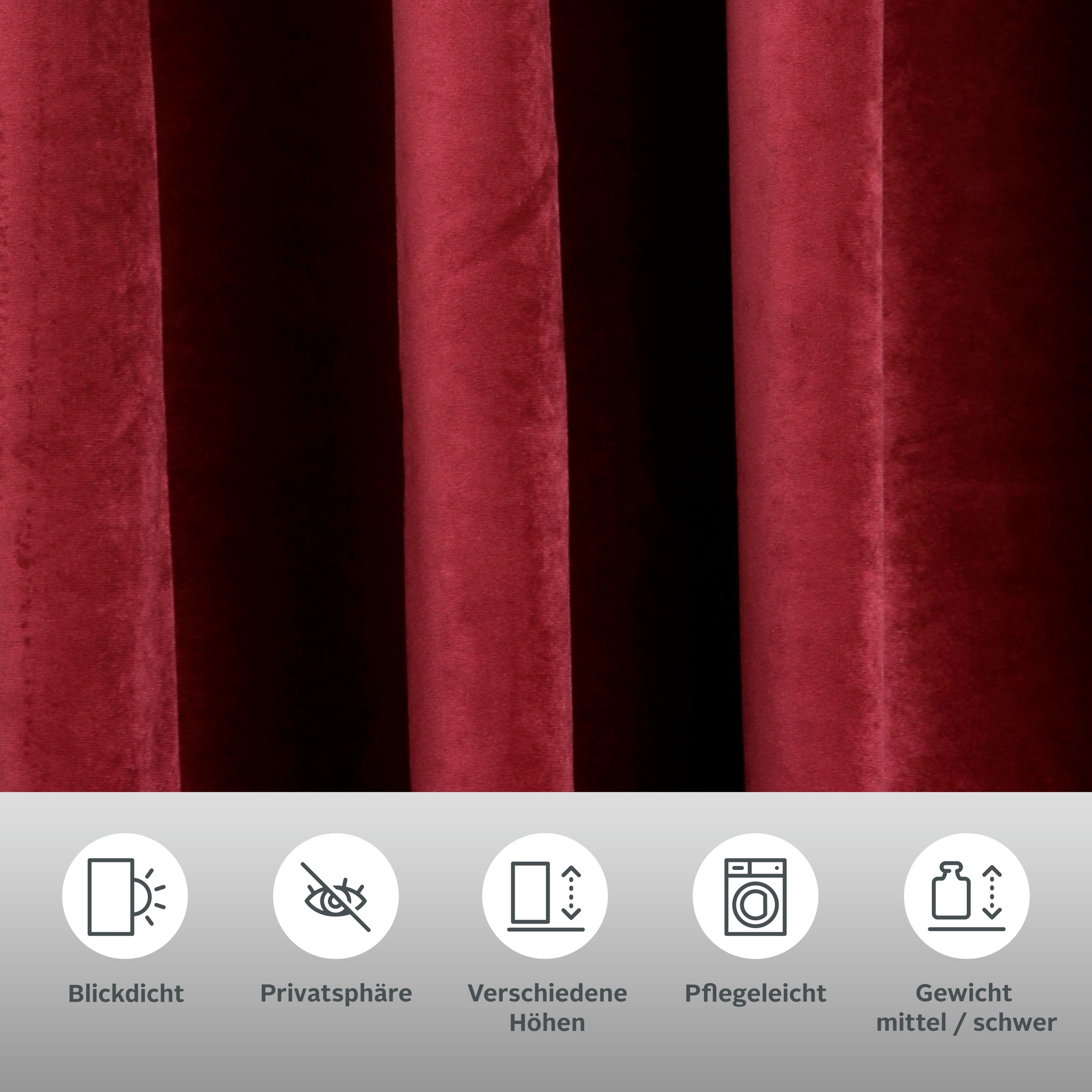 Thumbnail - my home Vorhang "Velvet Uni" Ösen 2 Stk. tlg. Blickdichter Samt, 2-er Set, edel, Gardine, multifunktional