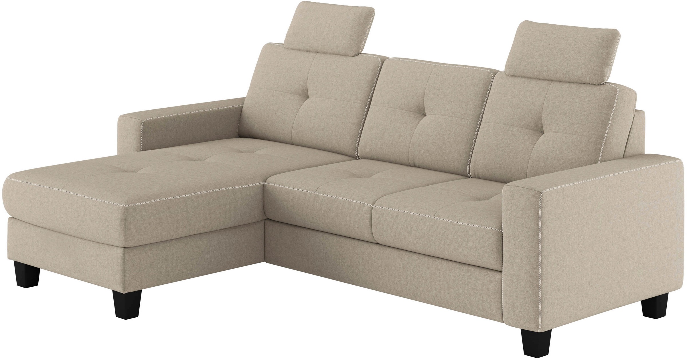 Places of Style Ecksofa »Varese«, wahlweise mit Bettfunktion und Bettkasten