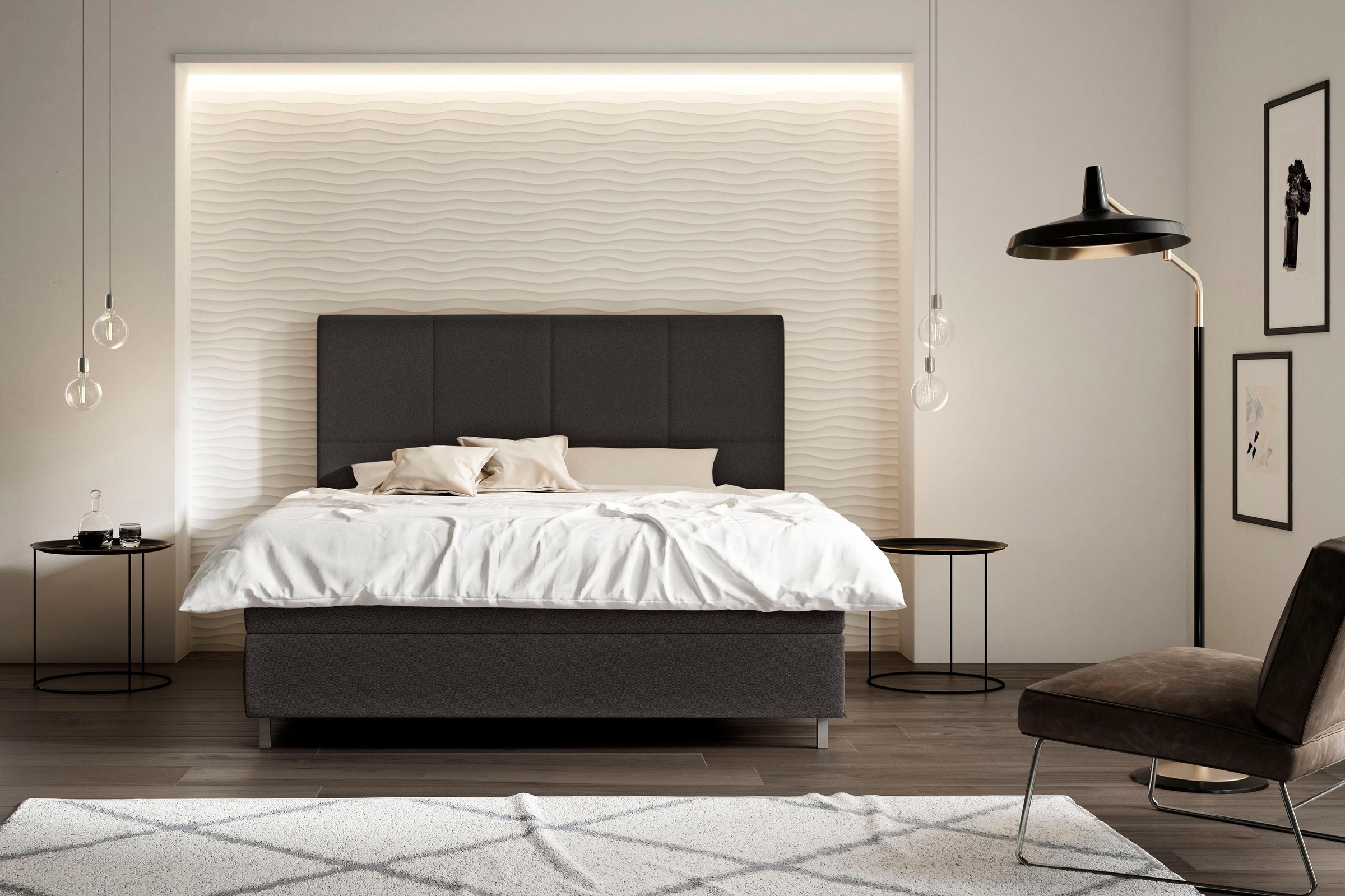 Boxspringbett »Saga«, GELTEX® Next Topper, Metallfuß in Chrom