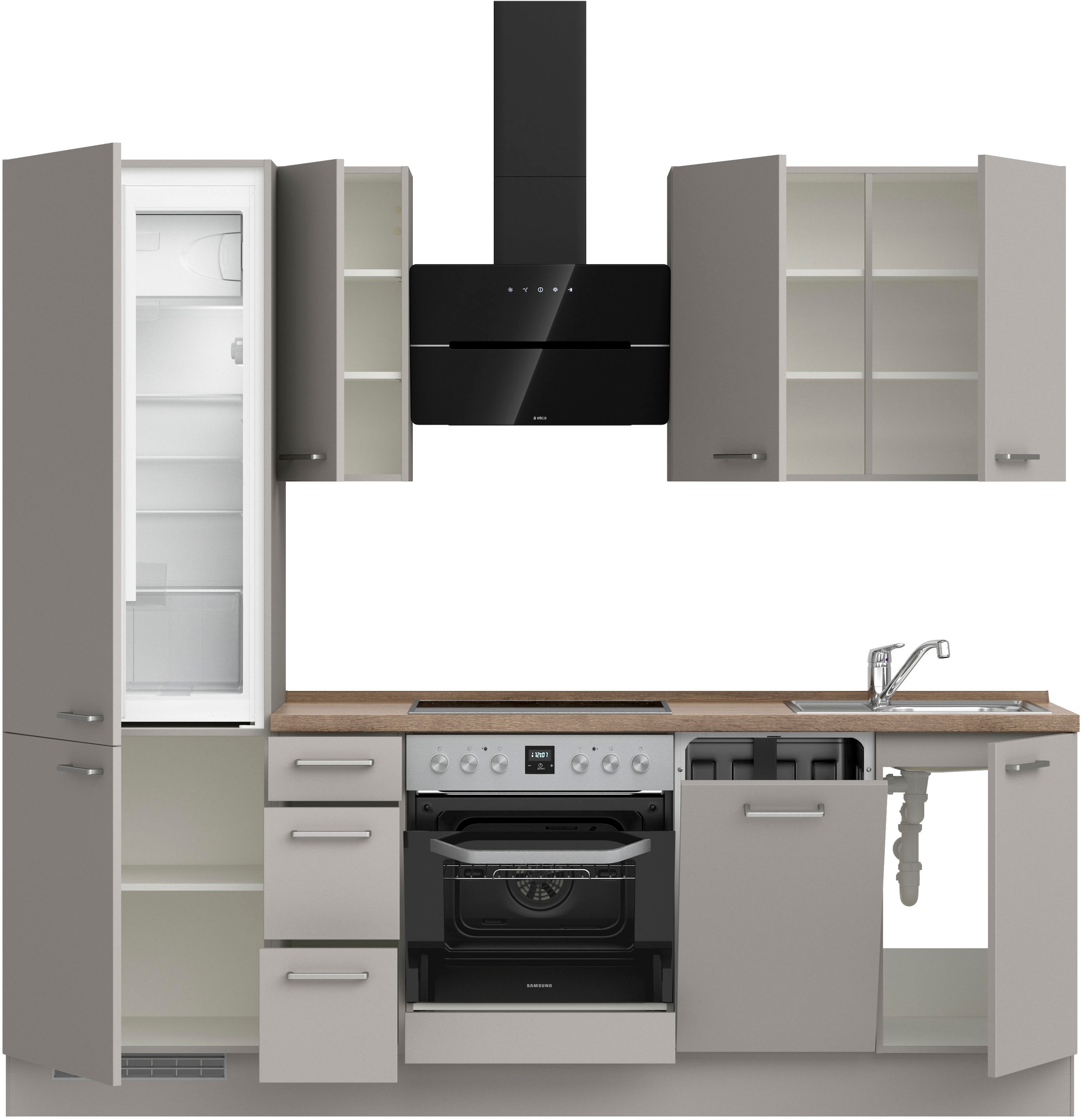 nobilia® Küchenzeile »"Touch II"«, vormontiert, Ausrichtung wählbar, Breite 240 cm, wahlw. mit E-Geräten
