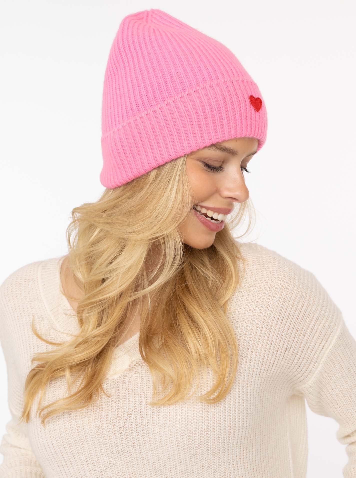 Zwillingsherz Beanie "Beanie with Heart-Patch", Rippstrick, mit breitem Ums günstig online kaufen