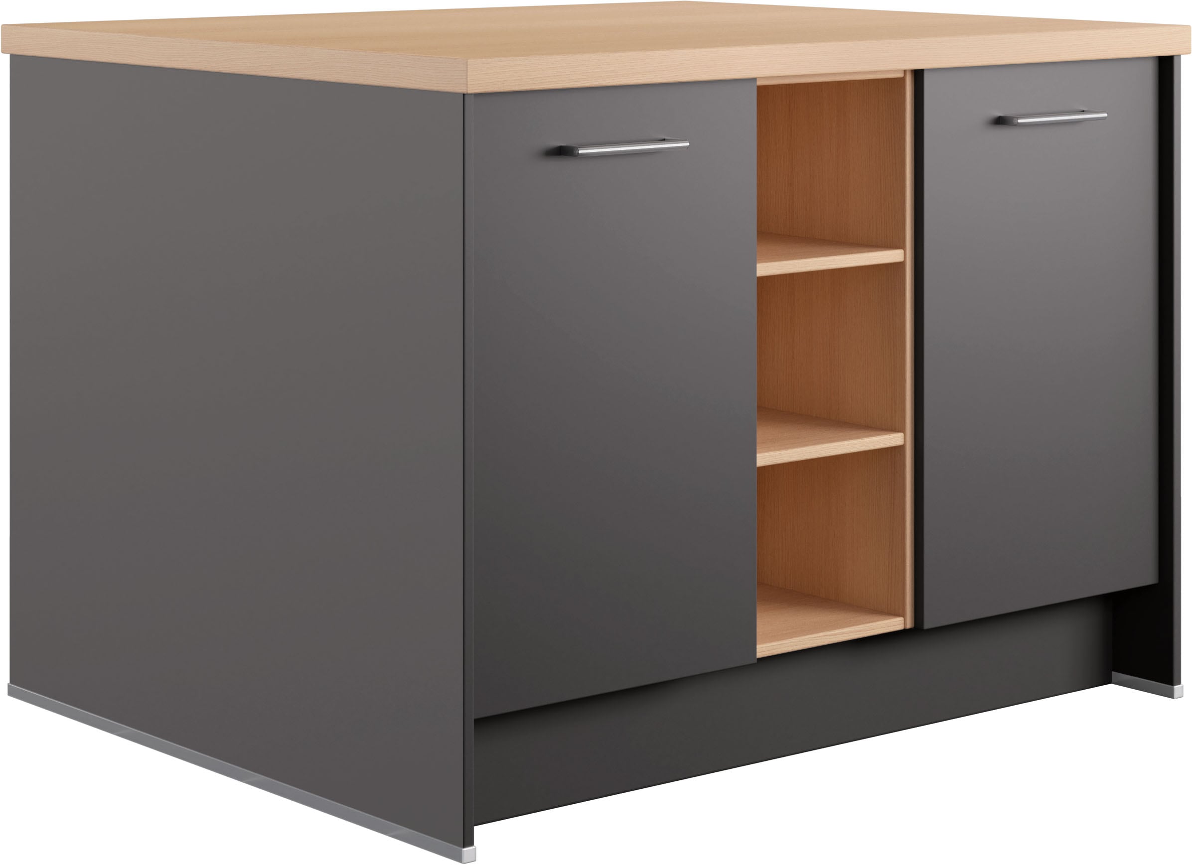 IMPULS KÜCHEN Kücheninsel "Kopenhagen, flexibel stellbar" Set, vormontiert, mit integriertem Sitzplatz auf einer Seite, Breite 123 cm