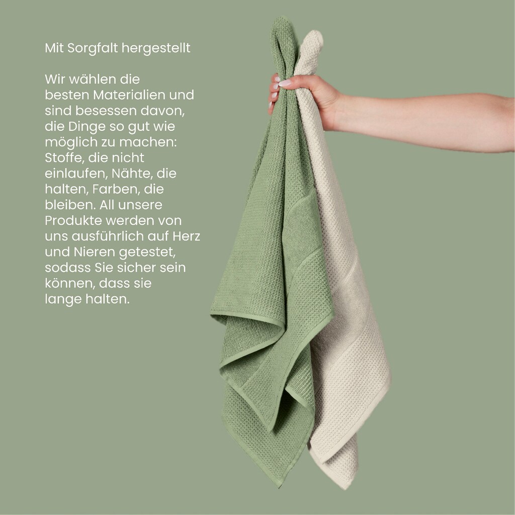 Schiesser Handtücher »Turin im 4er Set aus 100% Baumwolle«, (4 St.), Reiskorn-Optik, Made in Green