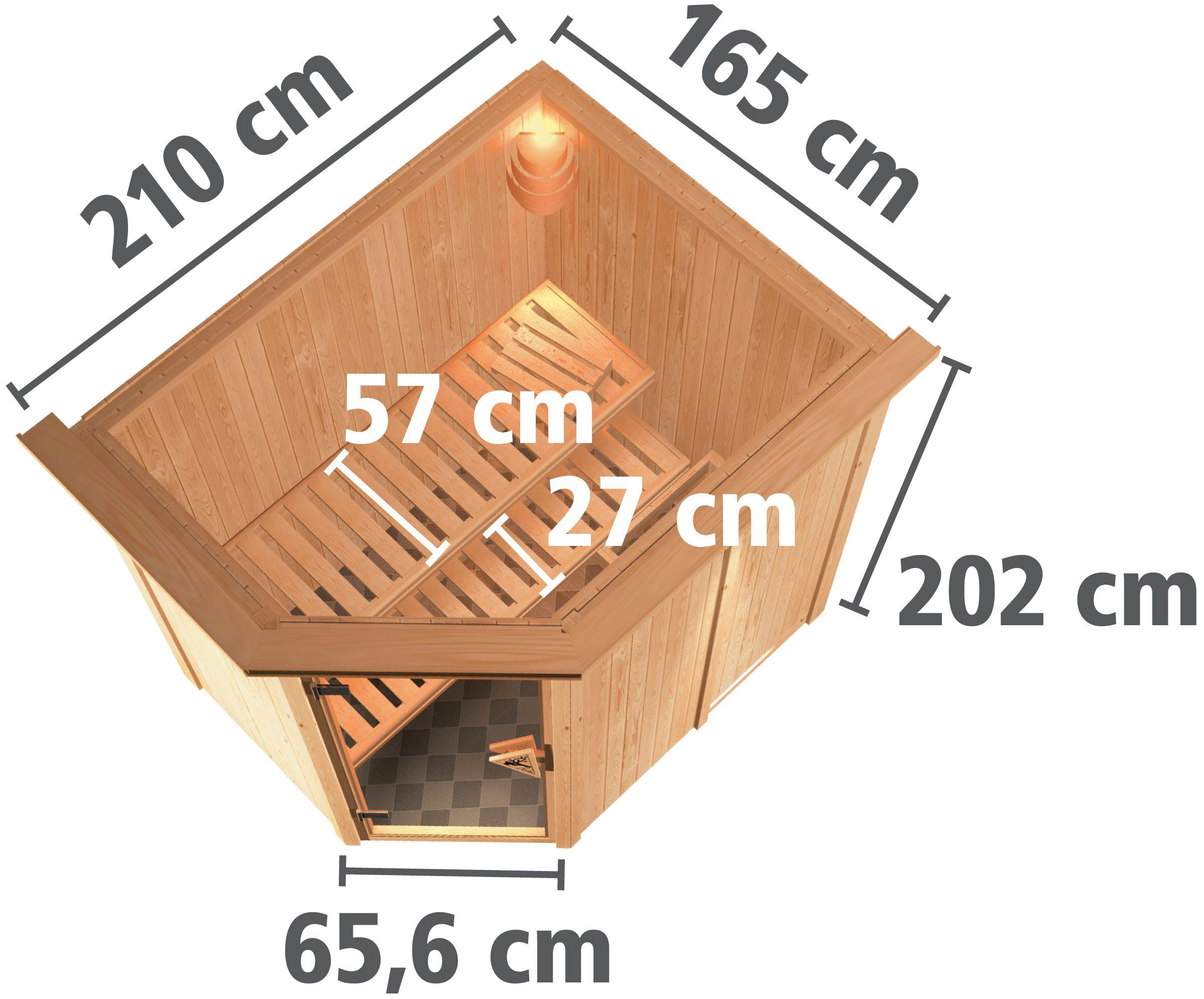 Karibu Sauna »Clara« Set,  Ofen 9 kW Bio externe Strg easy