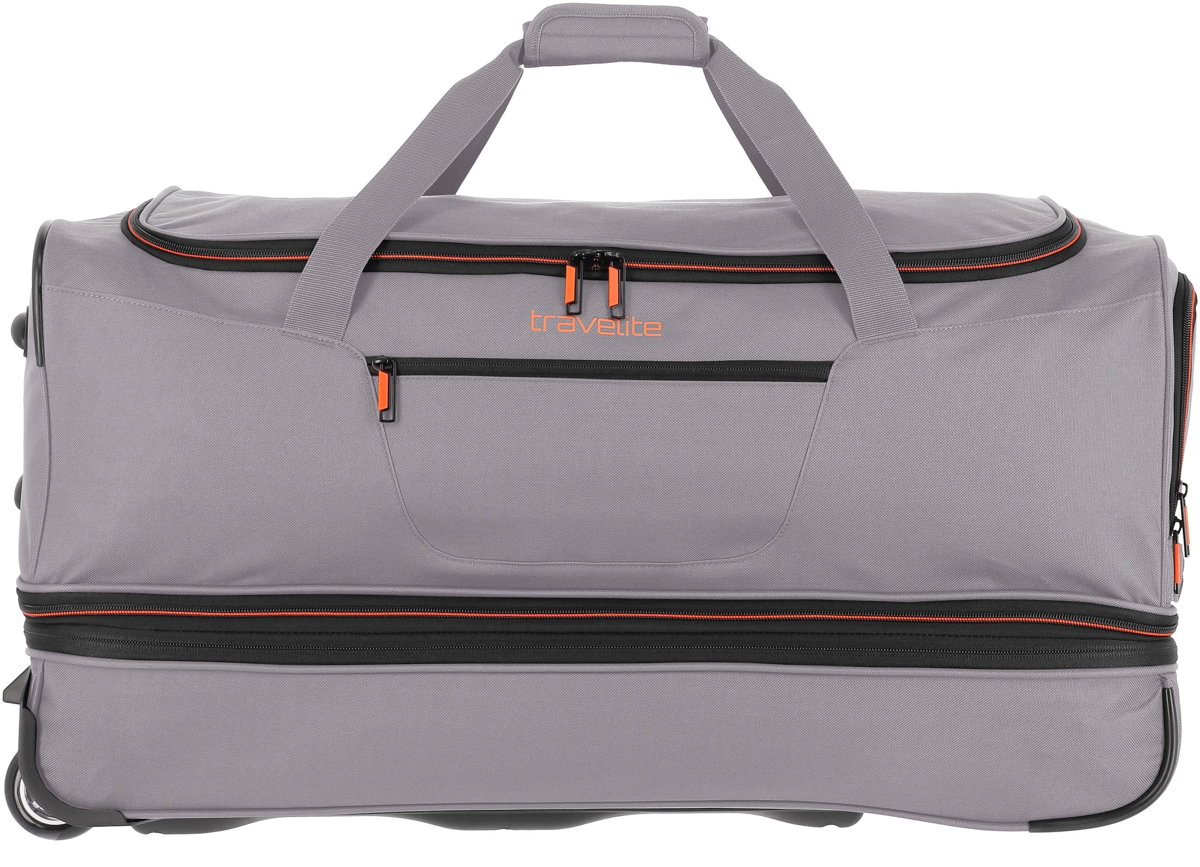 | »Basics, Reisetasche travelite und 70 BAUR bestellen grau/orange«, cm, Volumenerweiterung mit Trolleyfunktion