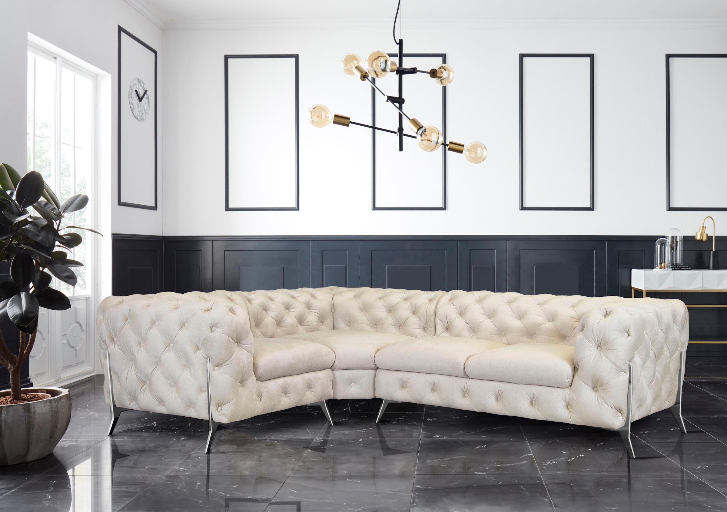 Home affaire Chesterfield-Sofa "Amaury L-Form" moderne Chersterfield-Optik, günstig online kaufen