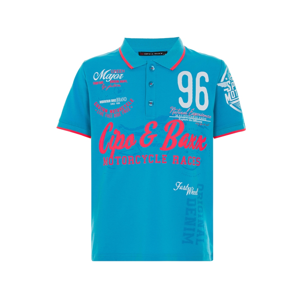 Cipo & Baxx Poloshirt, mit trendigen Motorsport-Prints