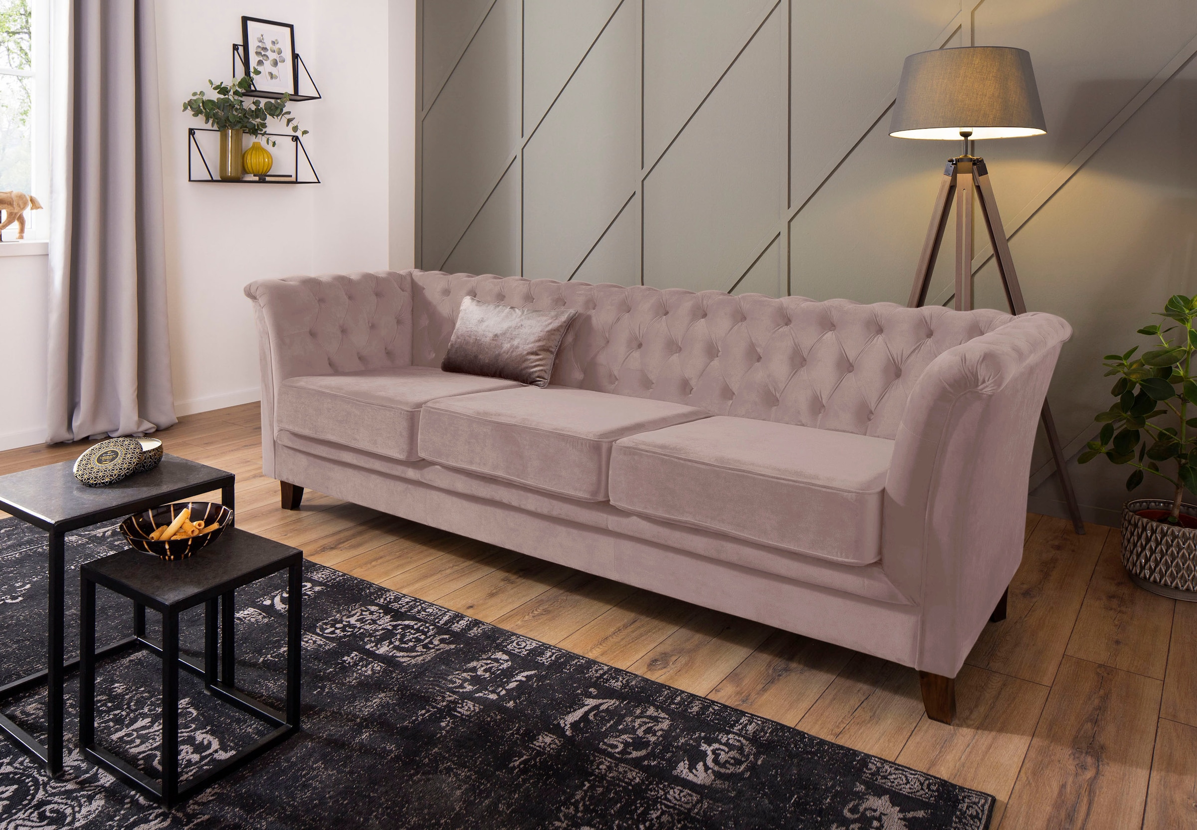 Home affaire Chesterfield-Sofa "Dover", aufwändige Knopfheftung in Chesterfield-Optik