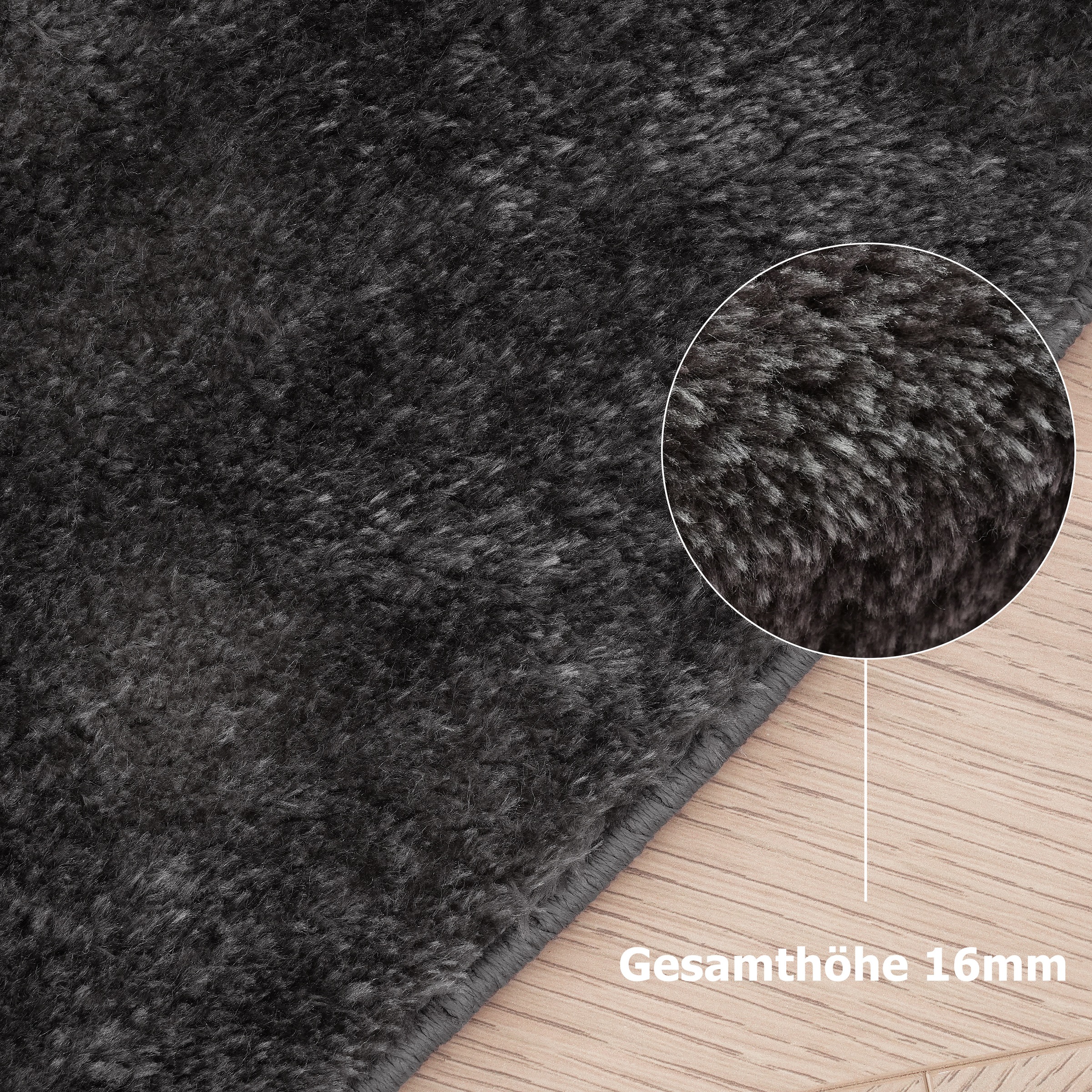 my home Teppich »Cali Bean«, U-förmig, 16 mm Höhe, besondere Form, Uni, weich, waschbar, Wohnzimmer, Schlafzimmer