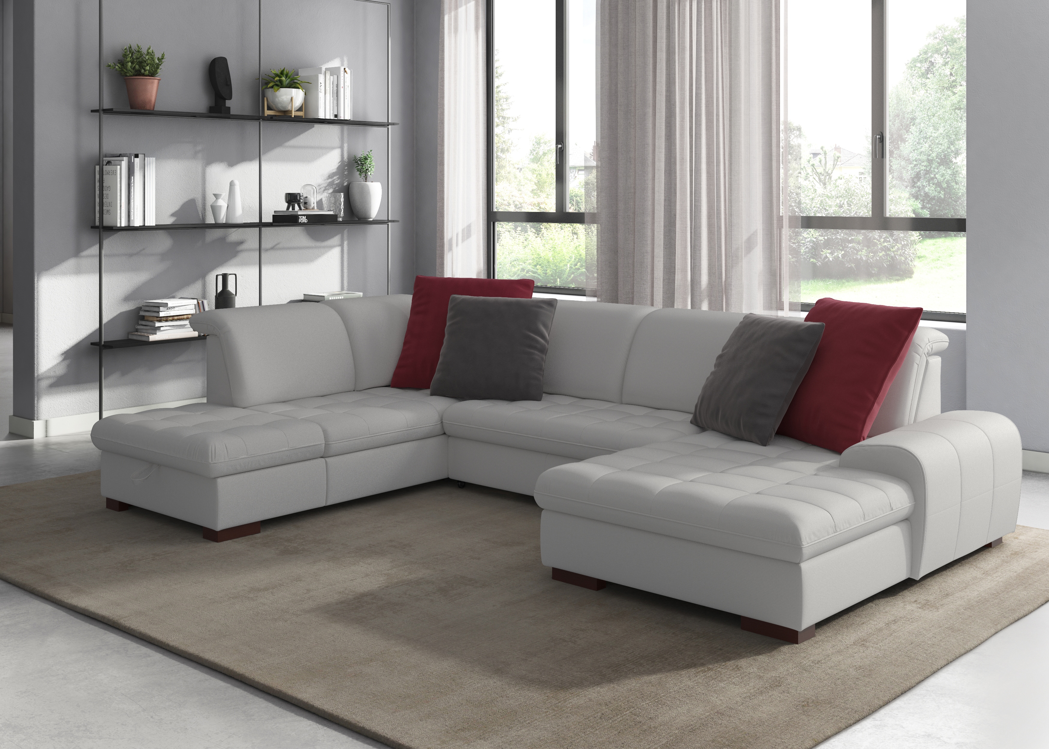 sit&more Wohnlandschaft "Luxor U-Form" wahlweise mit Schlaffunktion, Bettkasten und Kopfteilverstellung