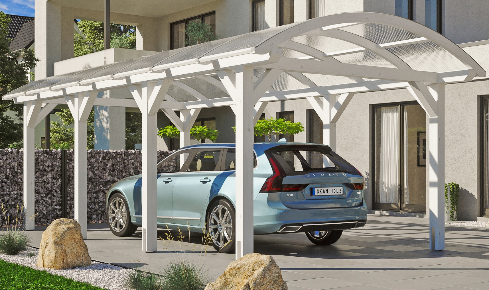 Skanholz Einzelcarport "Franken" Leimholz 300 cm weiß