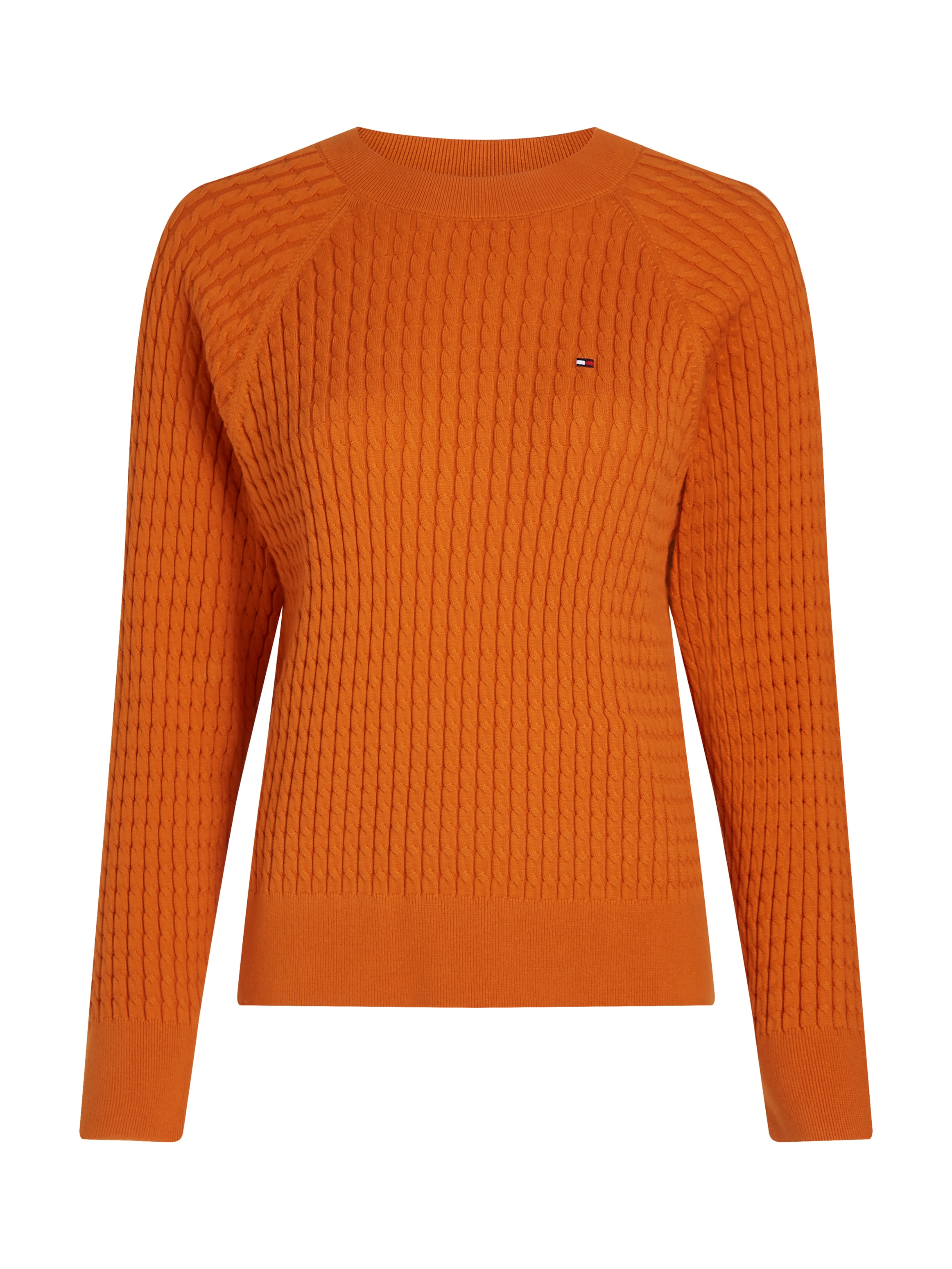 TOMMY HILFIGER Rundhalspullover »CO CABLE C-NK SWEATER«, mit Zopfmuster