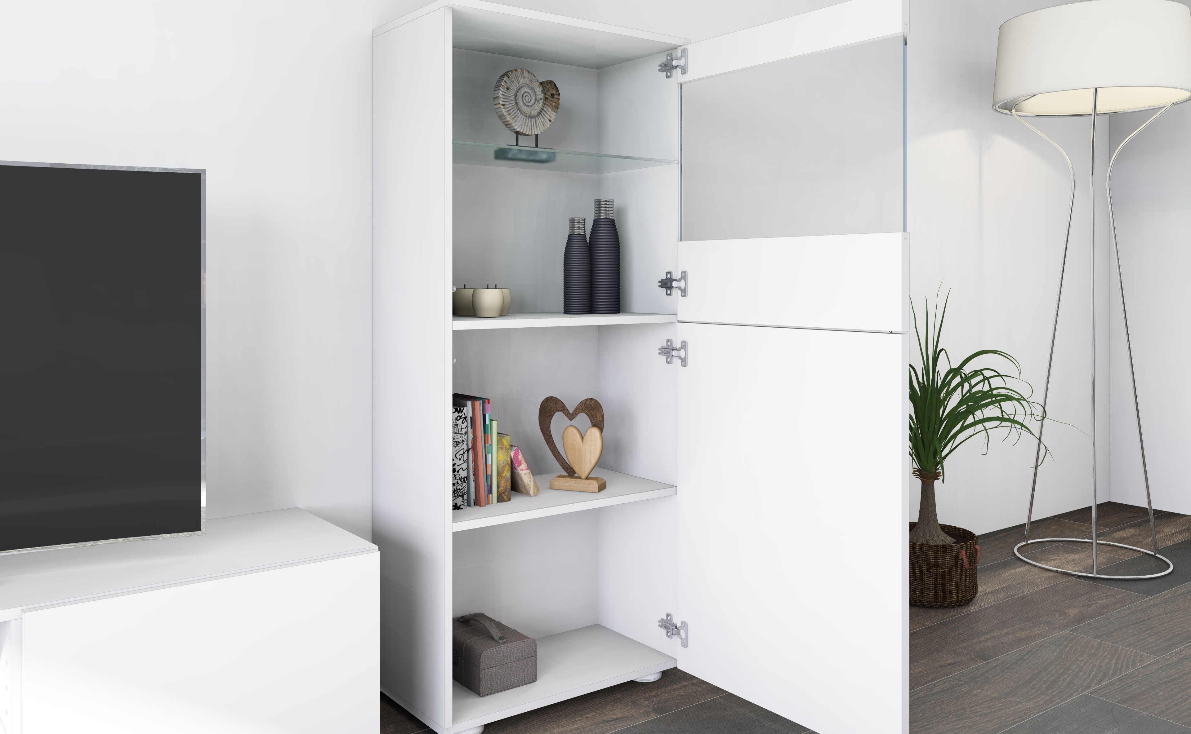 Thumbnail - borchardt Möbel Wohnwand "Scala, Mediawand 3-teilig mit 2 Vitrinen und Lowboard"