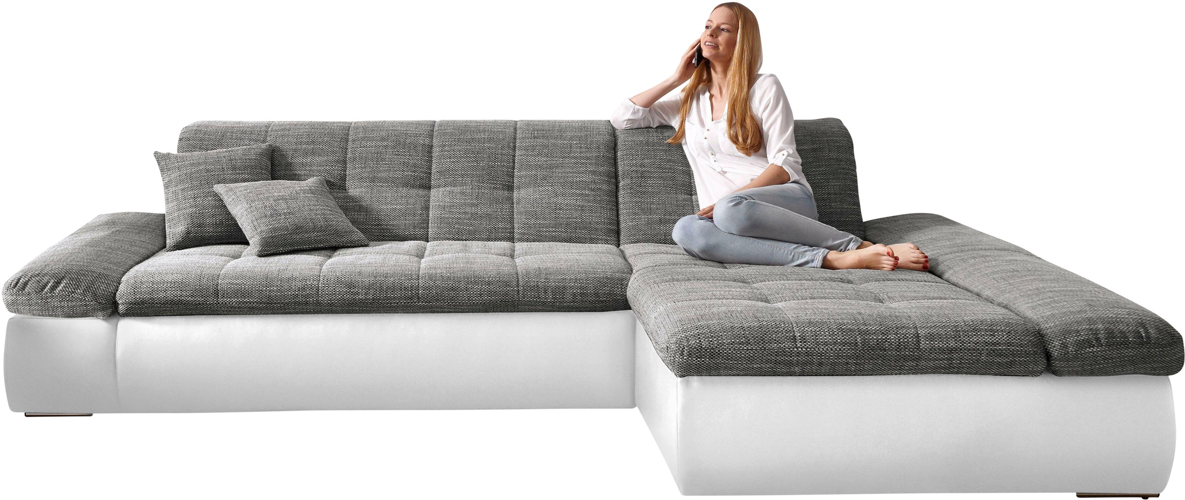 DOMO collection Ecksofa "NMoric incl. Zierkissen B/T/H: 273/216/80 cm L-For günstig online kaufen