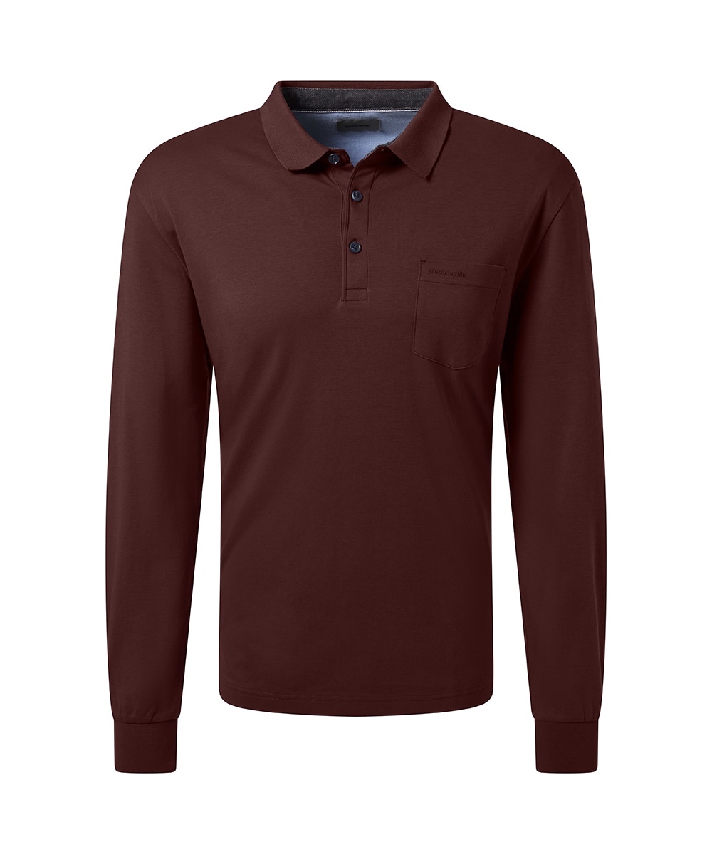 Pierre Cardin Langarm-Poloshirt, Brusttasche mit Marken- Applikation