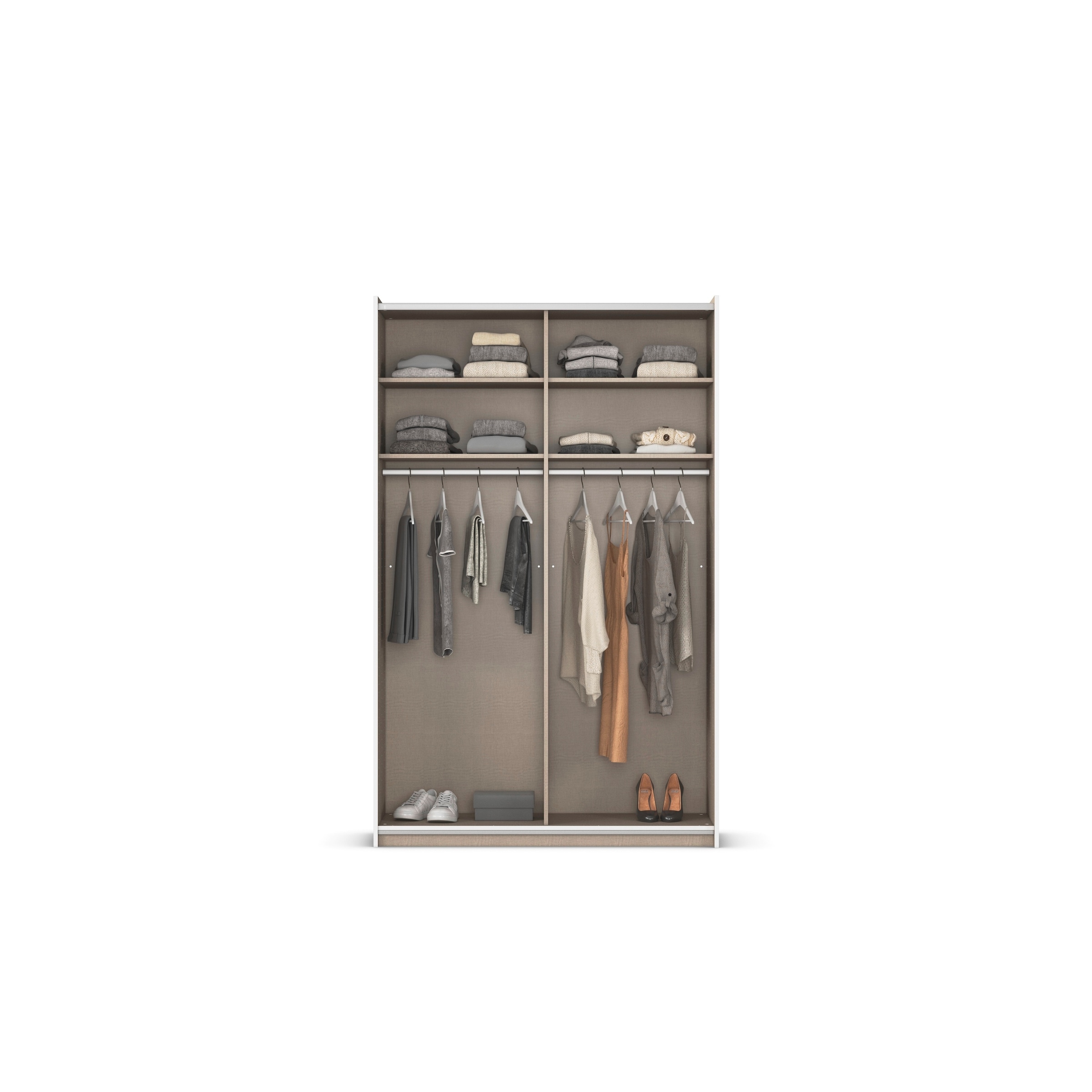 rauch Schwebetürenschrank »Kleiderschrank Schrank Garderobe Schlafzimmerschrank OXFORD«, (in 3 verschiedenen Ausstattungen BASIC/CLASSIC/PREMIUM), mit Griffleisten aus Metall, auch für kleinere Räume MADE IN GERMANY
