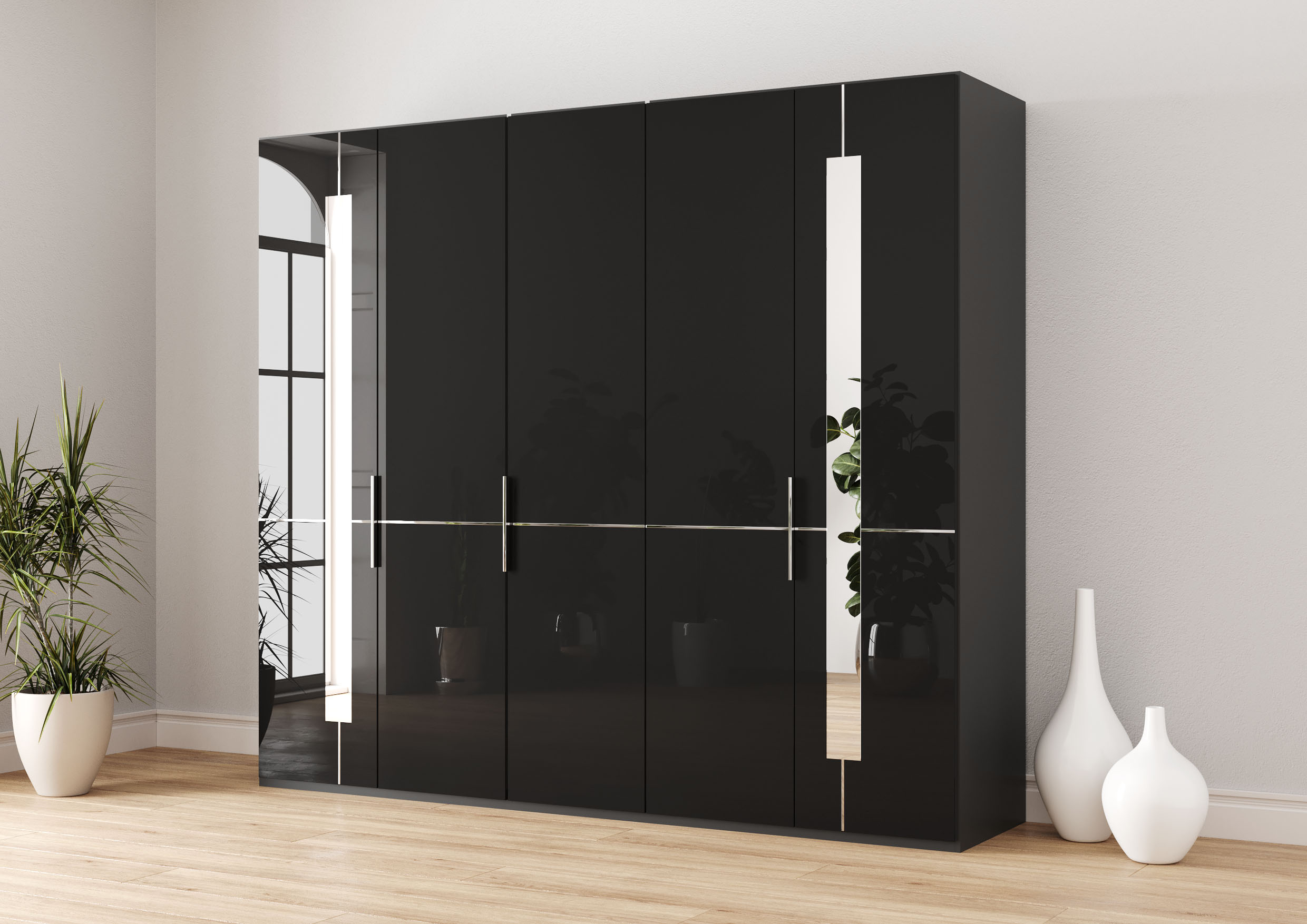 Musterring Kleiderschrank "Imola W" Einlegeböden und Kleiderstangen, mit Glastüren inklusive Zierspiegel
