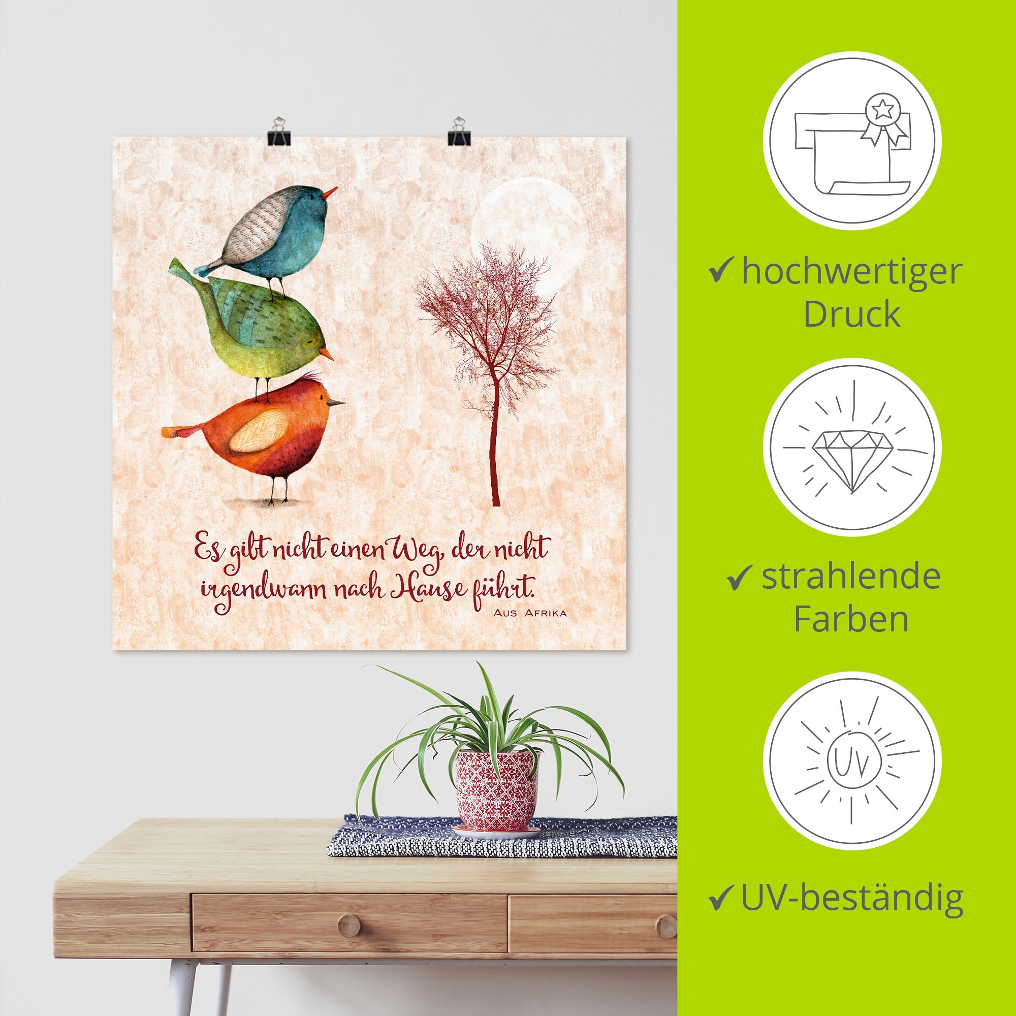 Artland Wandbild »Lebensweisheit Zu Hause«, Tiere, (1 St.), als Leinwandbild, Poster, Wandaufkleber in verschied. Größen
