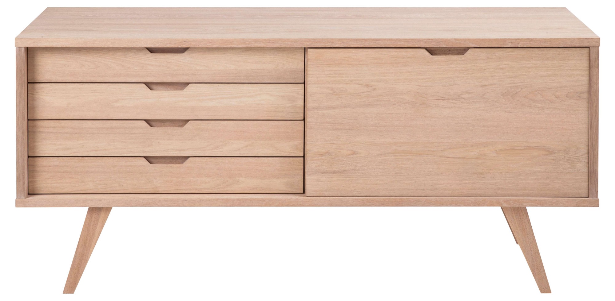 Sideboard »A-Line«, weiß pigmentierte Eiche, 1 Tür, 4 Schubladen, Breite 160 cm