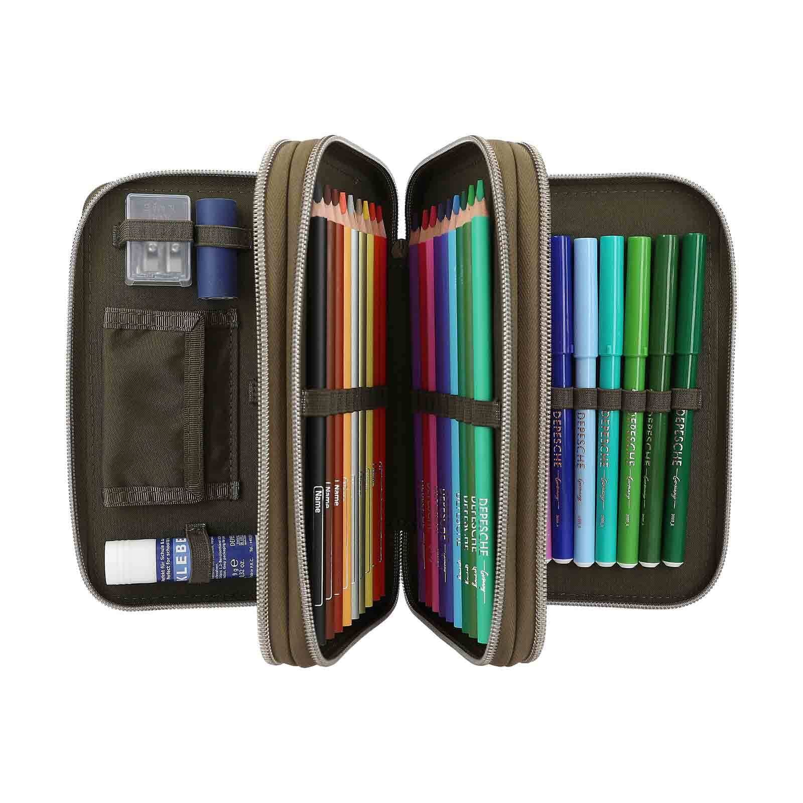 Depesche Buntstift »3-Fach Federtasche mit 3D Effekt Dino World 20 x 13 cm grün«