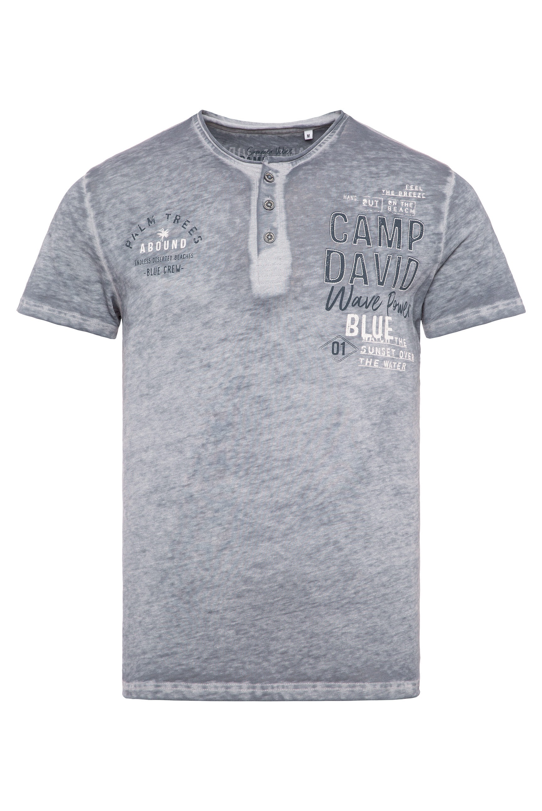 CAMP DAVID Henleyshirt, mit Rollsaum am Ausschnitt