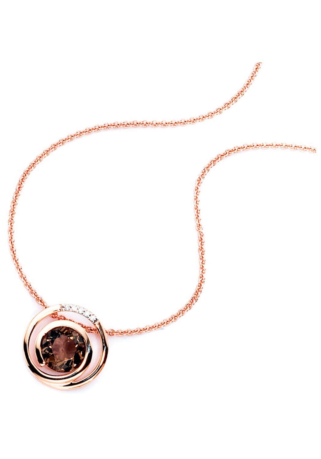 JOBO Kettenanhänger »Anhänger mit Rauchquarz und 5 Diamanten«, 585 Roségold
