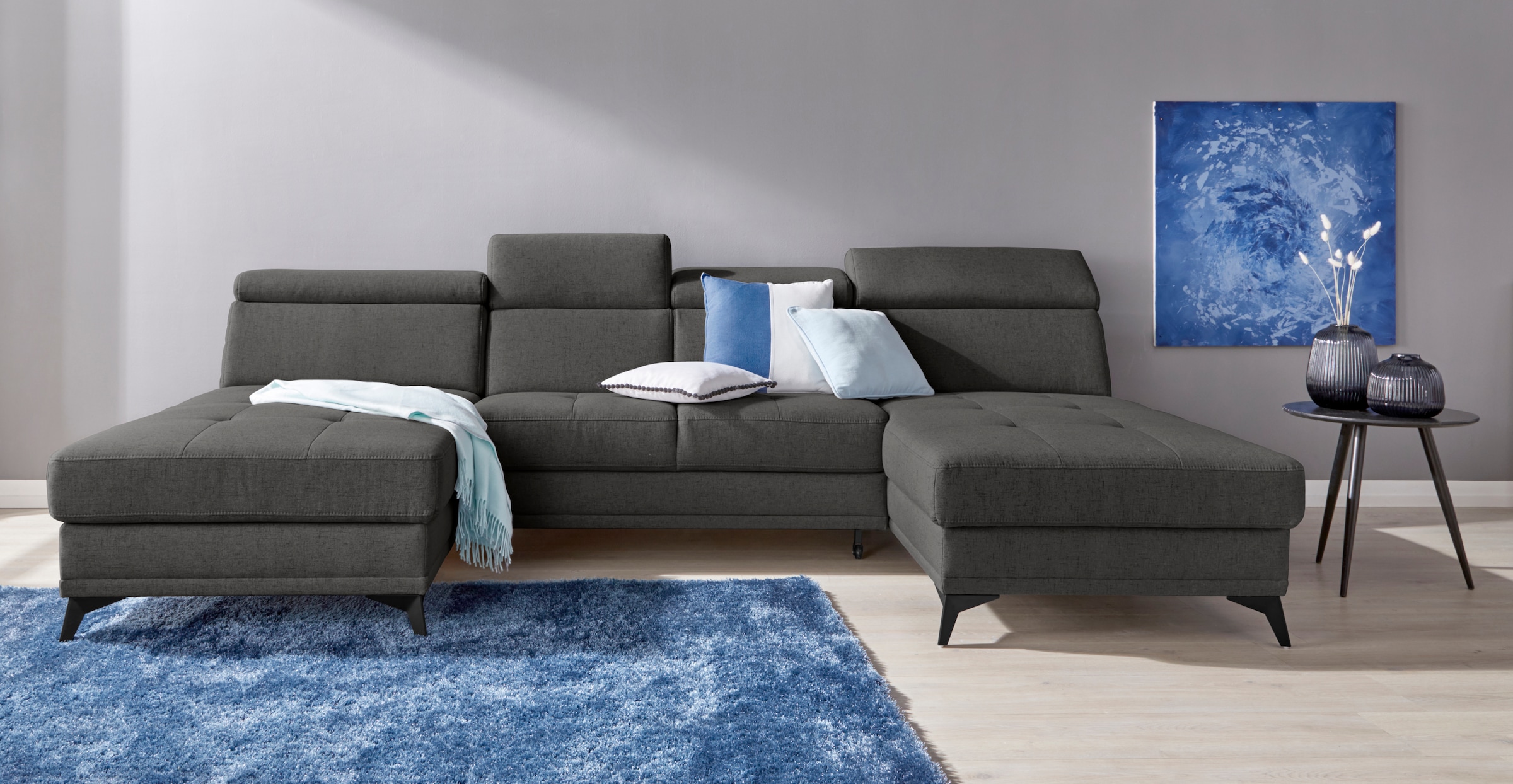 OTTO home Wohnlandschaft "Cardiz U-Form" inkl.Kopfteilverstellung und Federkern wahlweise mit Schlaffunktion