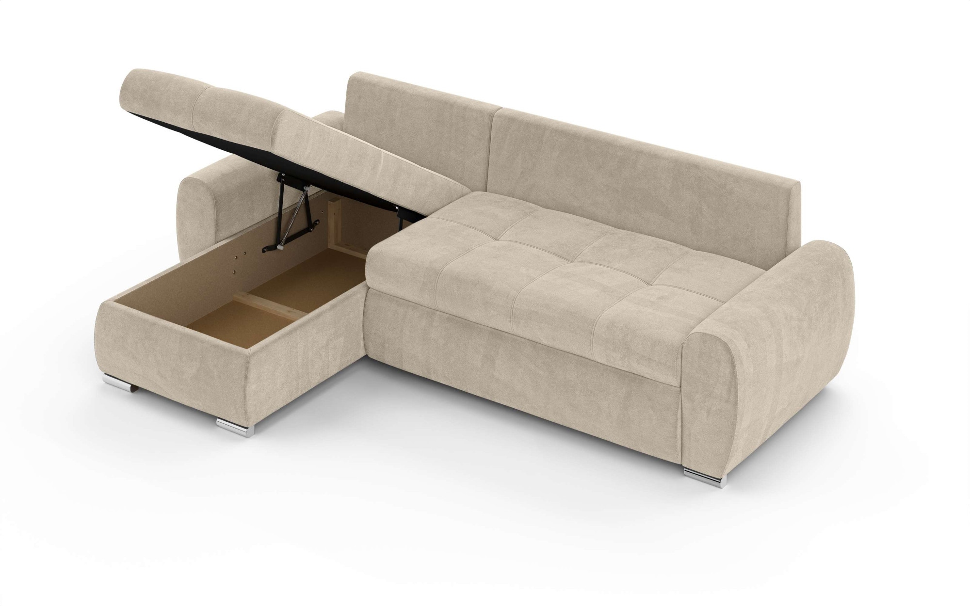 INOSIGN Ecksofa »HAVERHILL Schlafsofa mit Bettkasten, Maße B/H/T: 237/89/166 cm«, L-Form mit Recamiere links oder rechts bestellbar, Wellenunterfederung