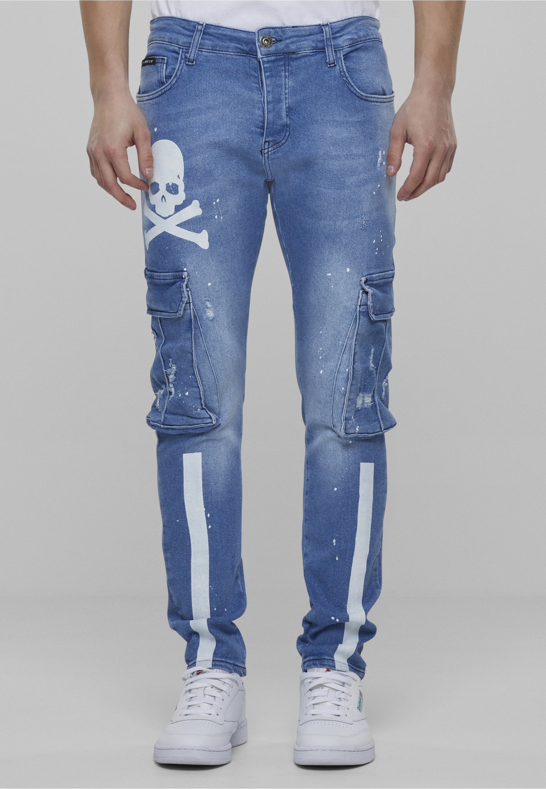 2Y Premium Stoffhose »2Y Premium Herren 2Y Skinny Fit Pocket Cargo Skull Jeans«