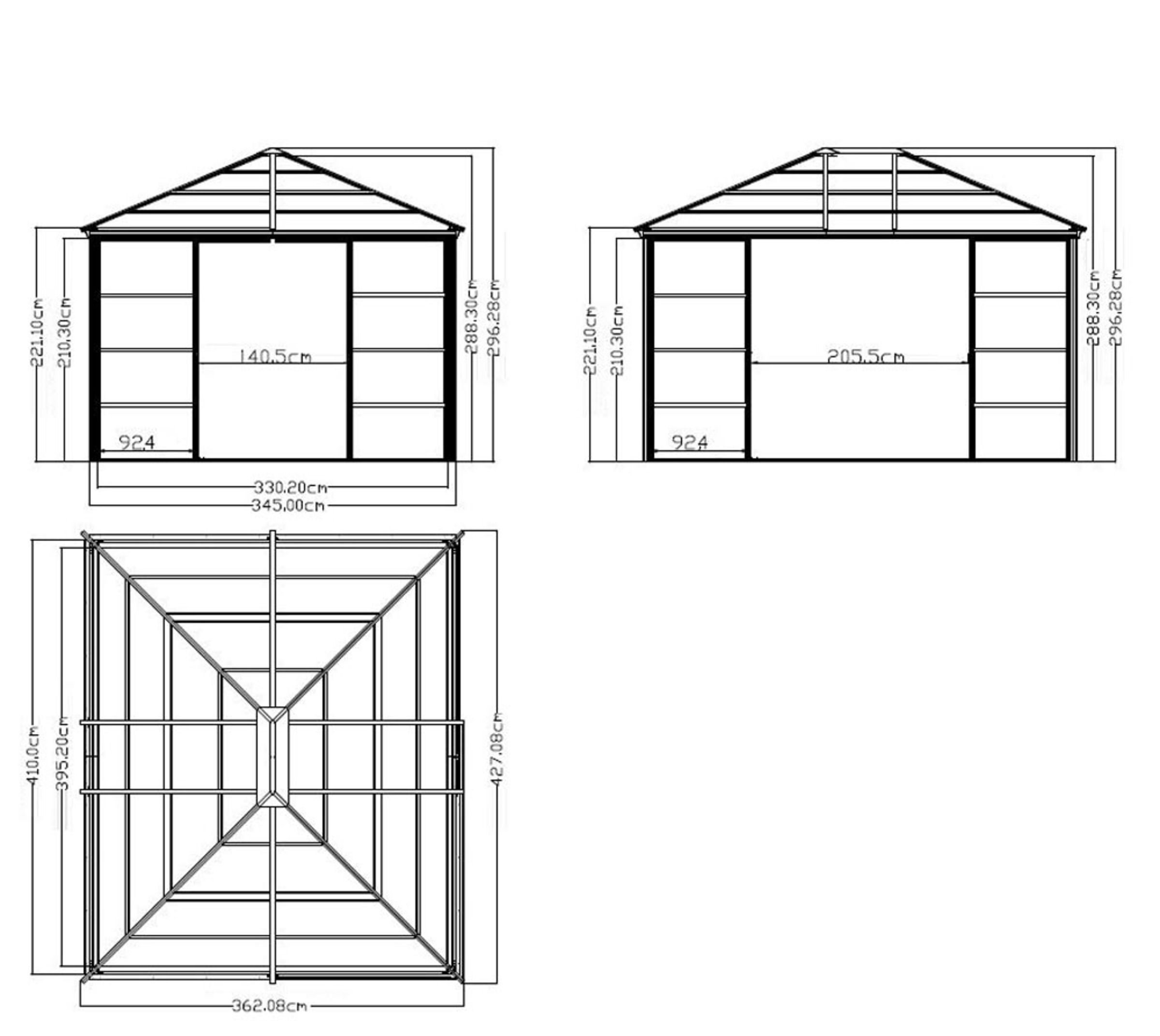 Sojag Pavillon »Striano«, (Set), BxT: 427x362 cm
