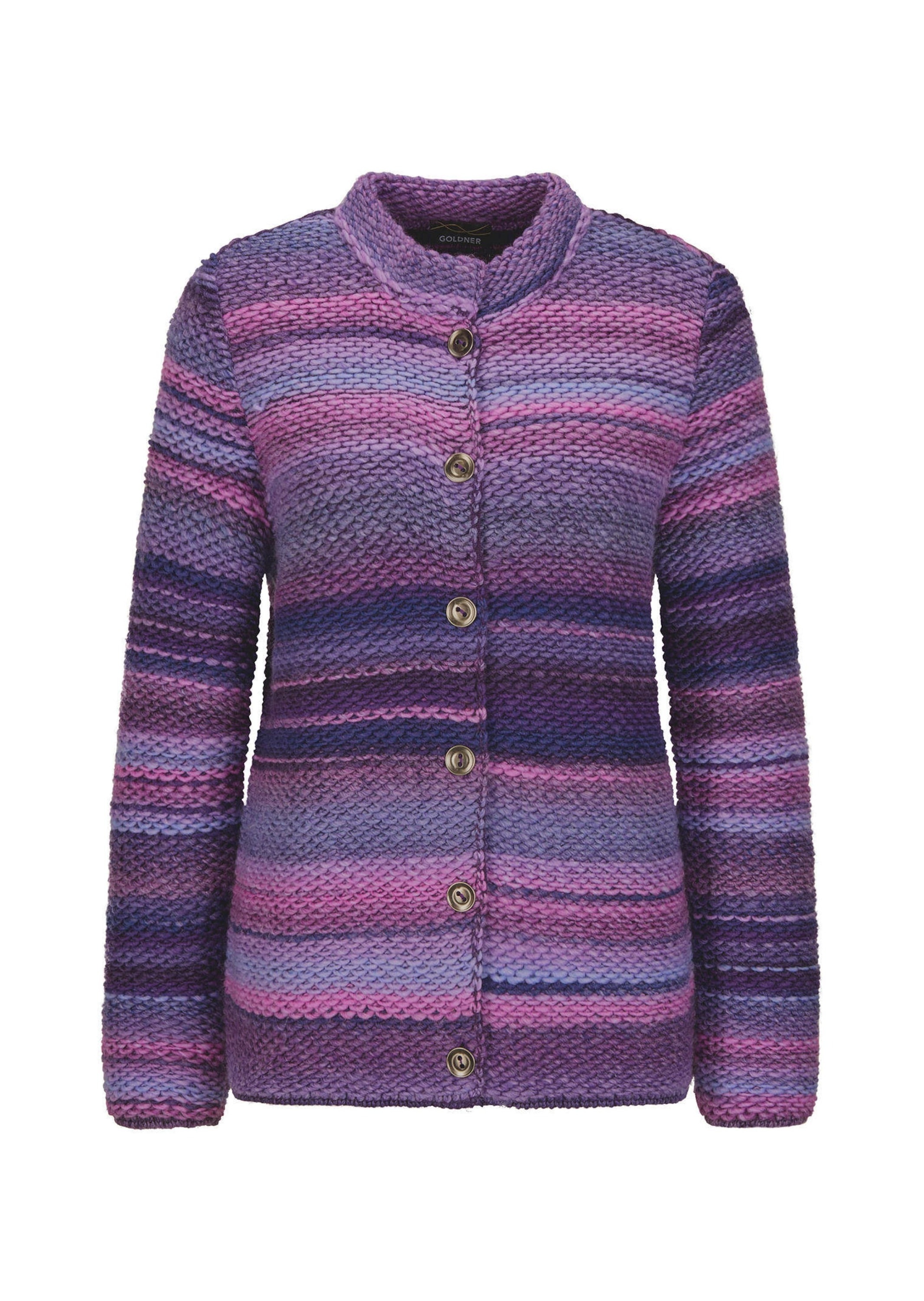 GOLDNER Strickjacke "Multicolor Woll-Jacke mit Stehkragen" Multicolor-Ringe günstig online kaufen