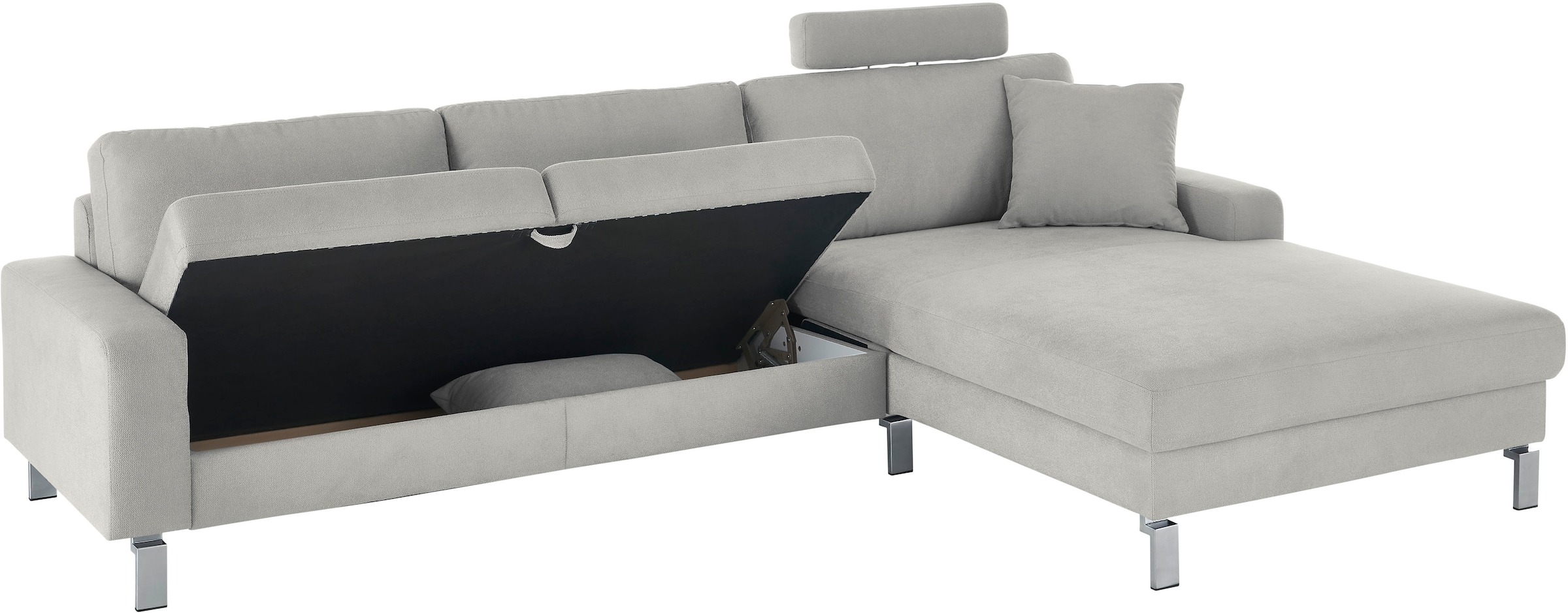 3C Candy Ecksofa »Lecce, wahlweise PUR-Schaumstoff oder Tonnentaschenfederkern« Bett im 2,5-Sitzer, teilmotorische Schlaffunktion im Longchair, L-Form