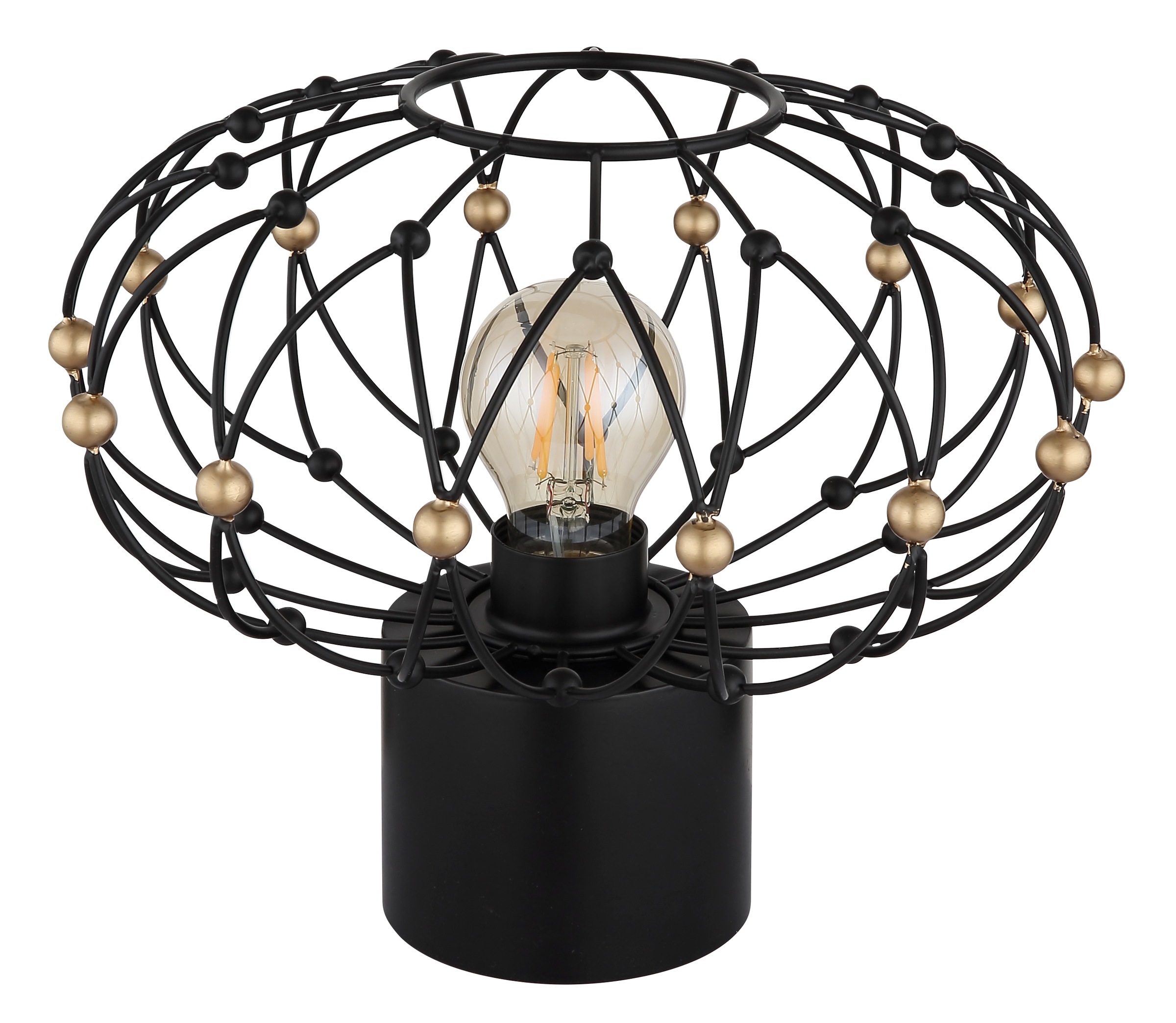GLOBO LIGHTING Tischleuchte »GREYS« E27 1 Stk. Tischleuchte Schwarz/Gold, Metallgeflecht, Wippschalter, E27