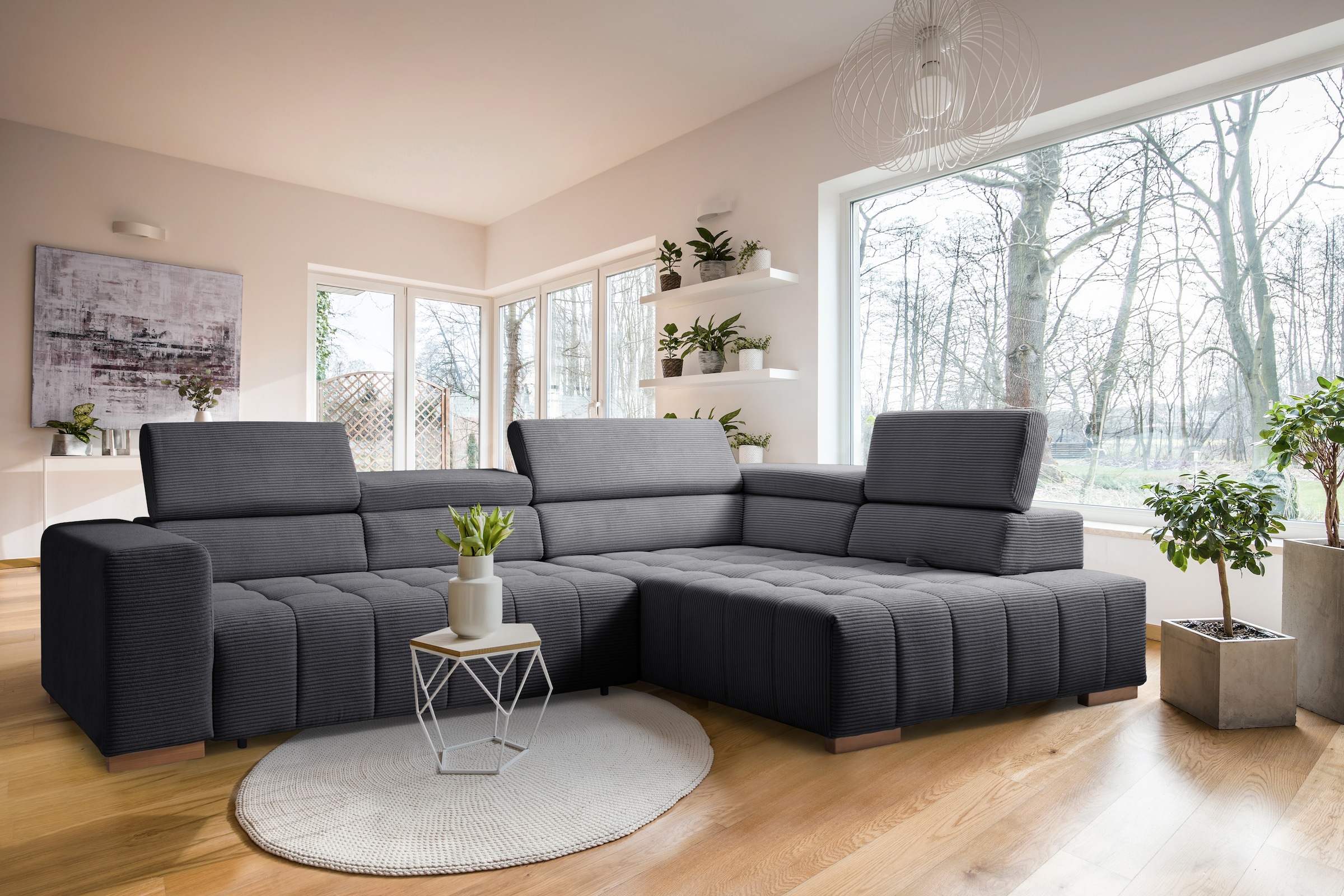 exxpo - sofa fashion Ecksofa "Elianos, hoher Sitzkomfort, aufwendige Kreuzs günstig online kaufen