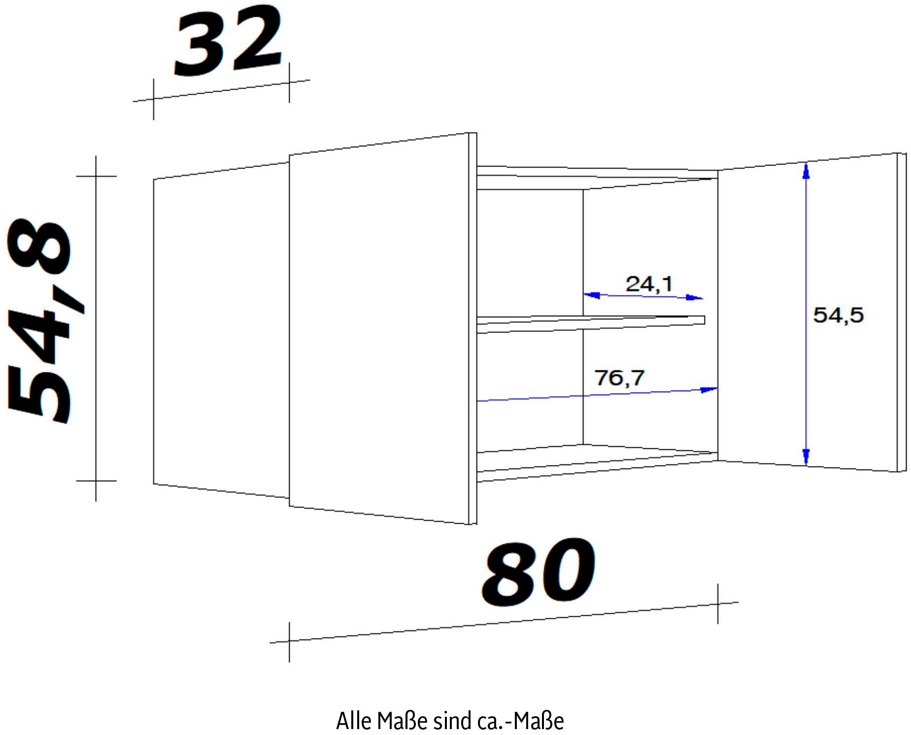 Flex-Well Hängeschrank »Portland«, (B x H x T) 80 x 54,8 x 32 cm