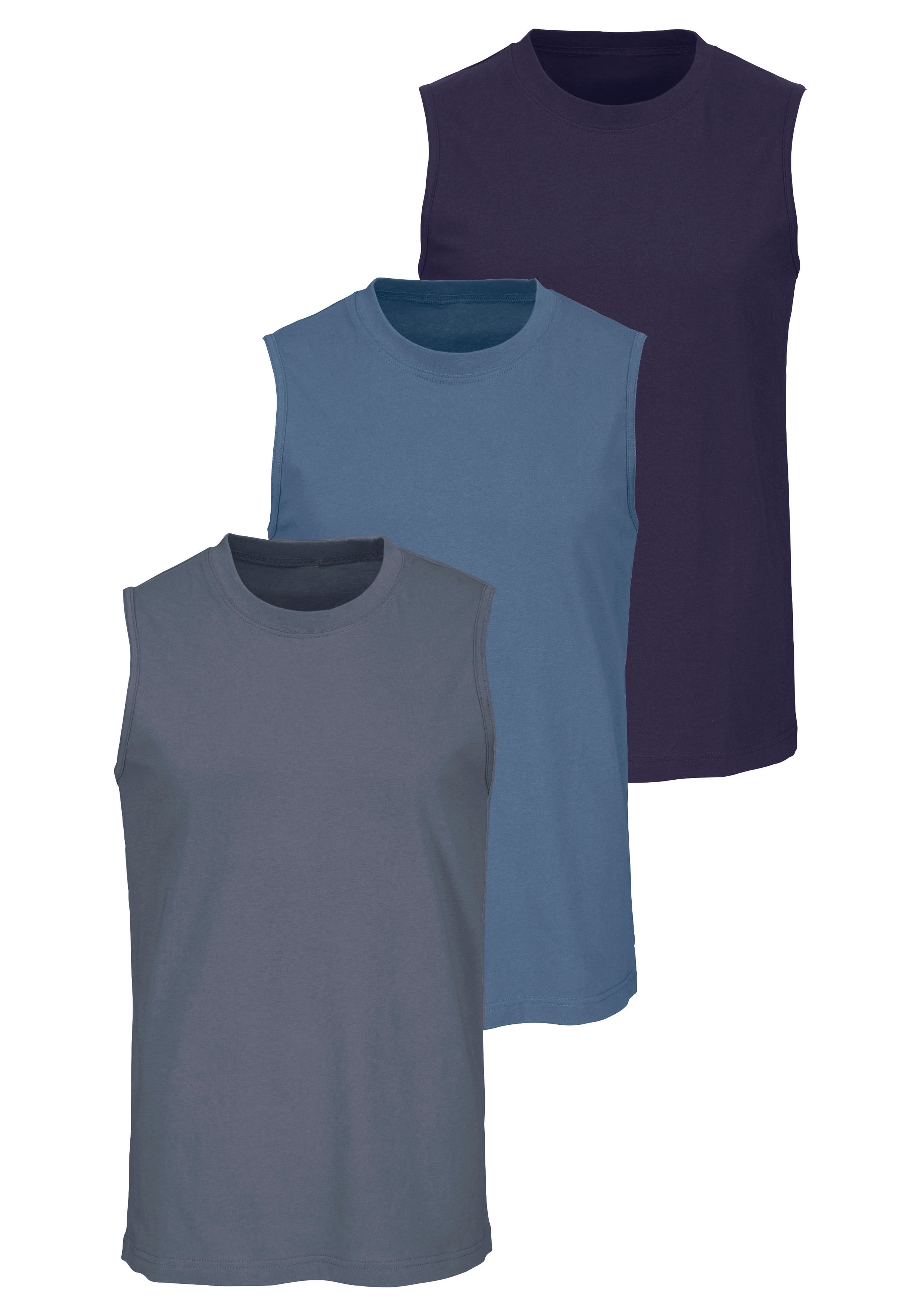 H.I.S Muscleshirt ", Unterziehshirt, Unterhemd für Herren" Packung, 3er-Pack, unifarben, Rundhalsausschnitt, aus Baumwolle
