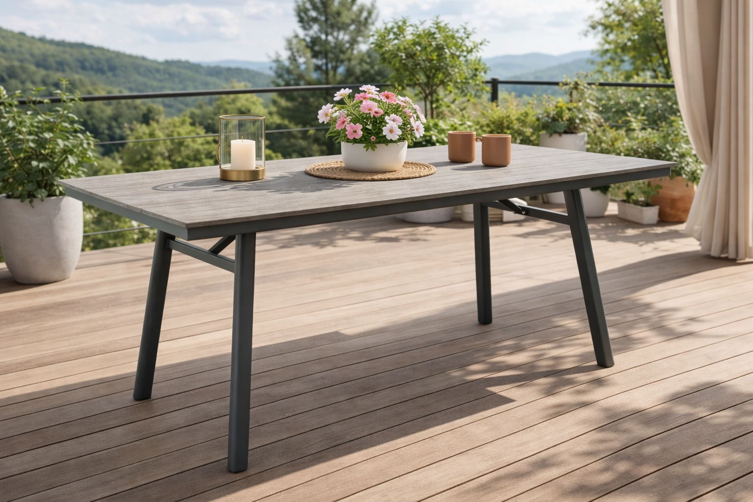Destiny Garten-Essgruppe »COMO SAN MARINO 4 Se + Tisch RE 180x90cm grau/ anthrazit« Set,  Aluminium, Rope, Polywood