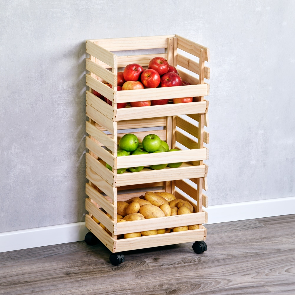KESPER® Kartoffelkiste »Kartoffel- & Obsthorde Kiefer« 3 einzelne Kisten übereinander stapelbar, insg. bis zu 75kg belastbar