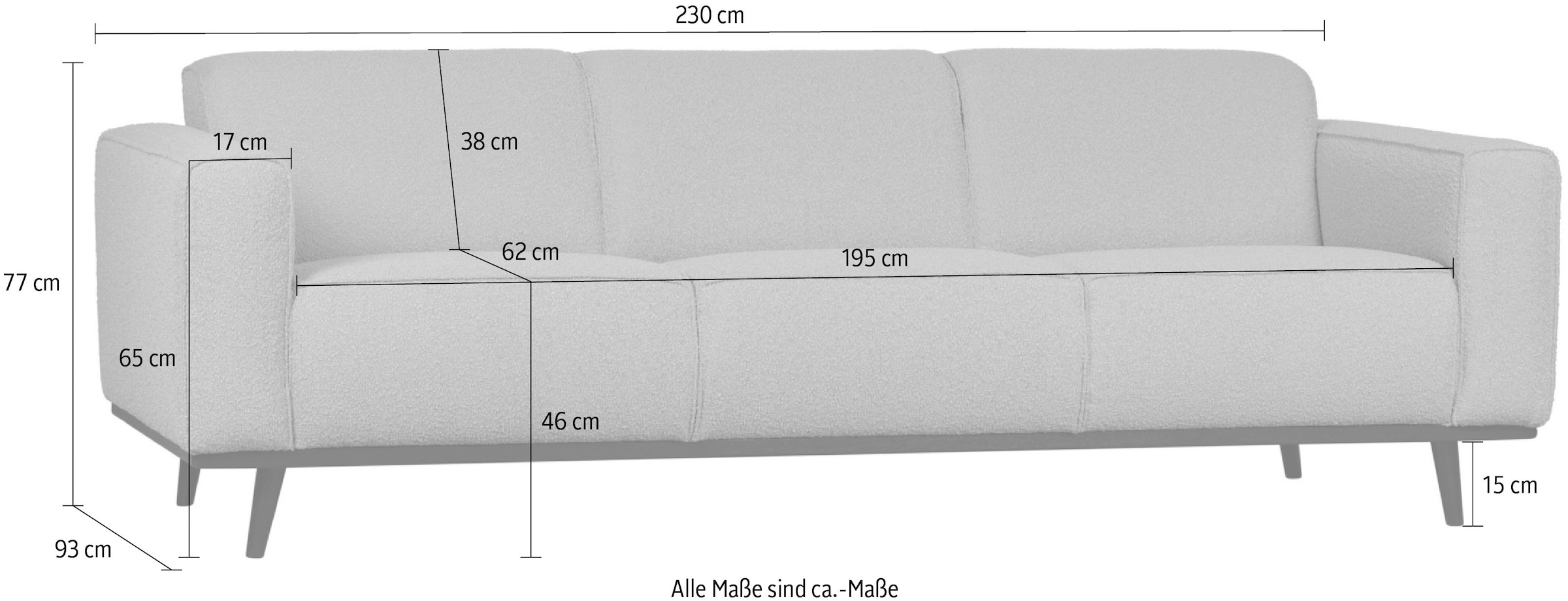 WOOOD 3-Sitzer »Statement«, frei im Raum stellbar, H 77 cm x B 230 cm