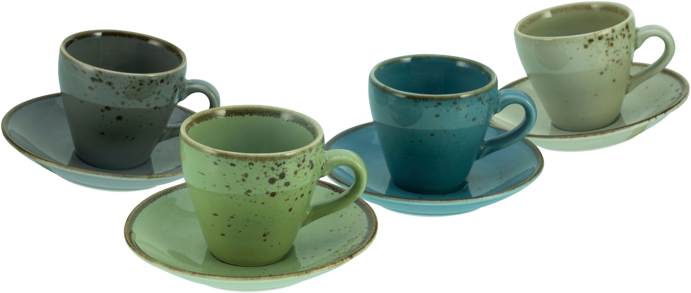 CreaTable Espressotasse »Kaffeetasse NATURE COLLECTION«, (Set, 8 tlg.),  Tassen Set, naturfarben mit Sprenkel, 4 Tassen, 4 Untertassen bestellen |  BAUR