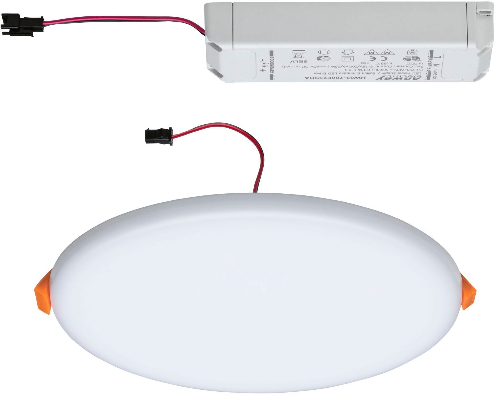 Paulmann LED Einbauleuchte »Veluna VariFit IP44 3-Stufen-dimmbar rund 185 17W 3.000K Satin« 1 Stk. Warmweiß LED Einbaupanel IP44 3-Stufen-dimmbar rund 185 17W 3.000K Satin