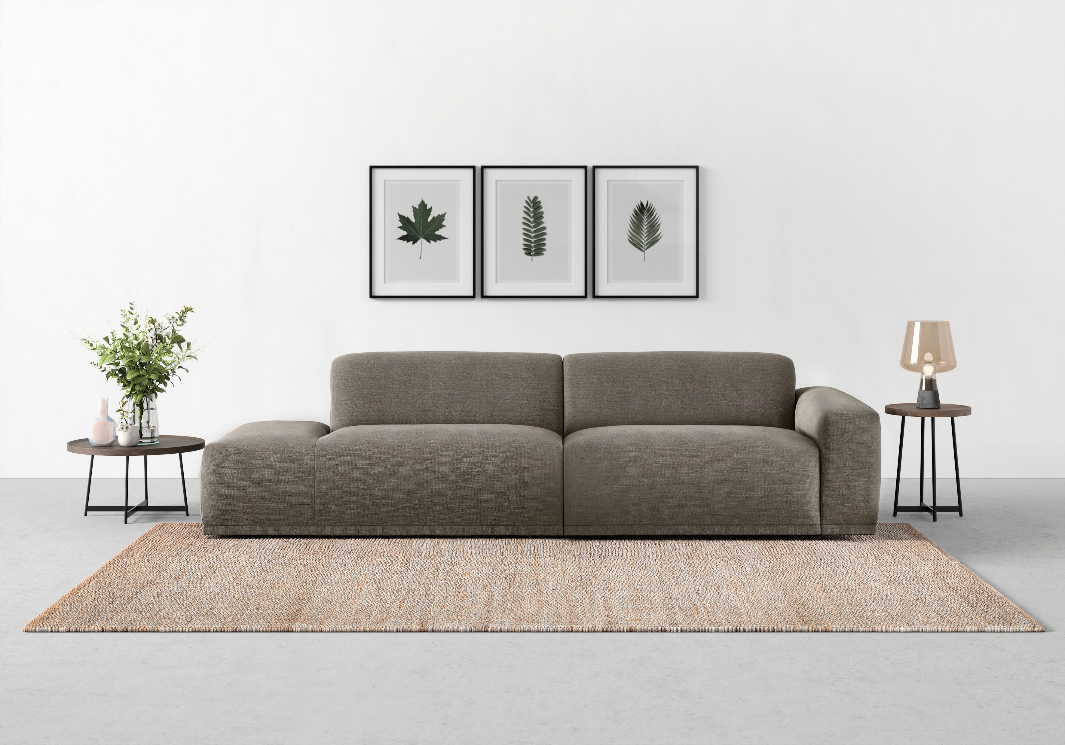 TRENDMANUFAKTUR Big-Sofa "Braga, mit hochwertigem Kaltschaum, Megasofa, Japandi-Design" modernes Big-Sofa, Couch mit hohem Sitzkomfort, 277/72/107 cm (B/H/T)
