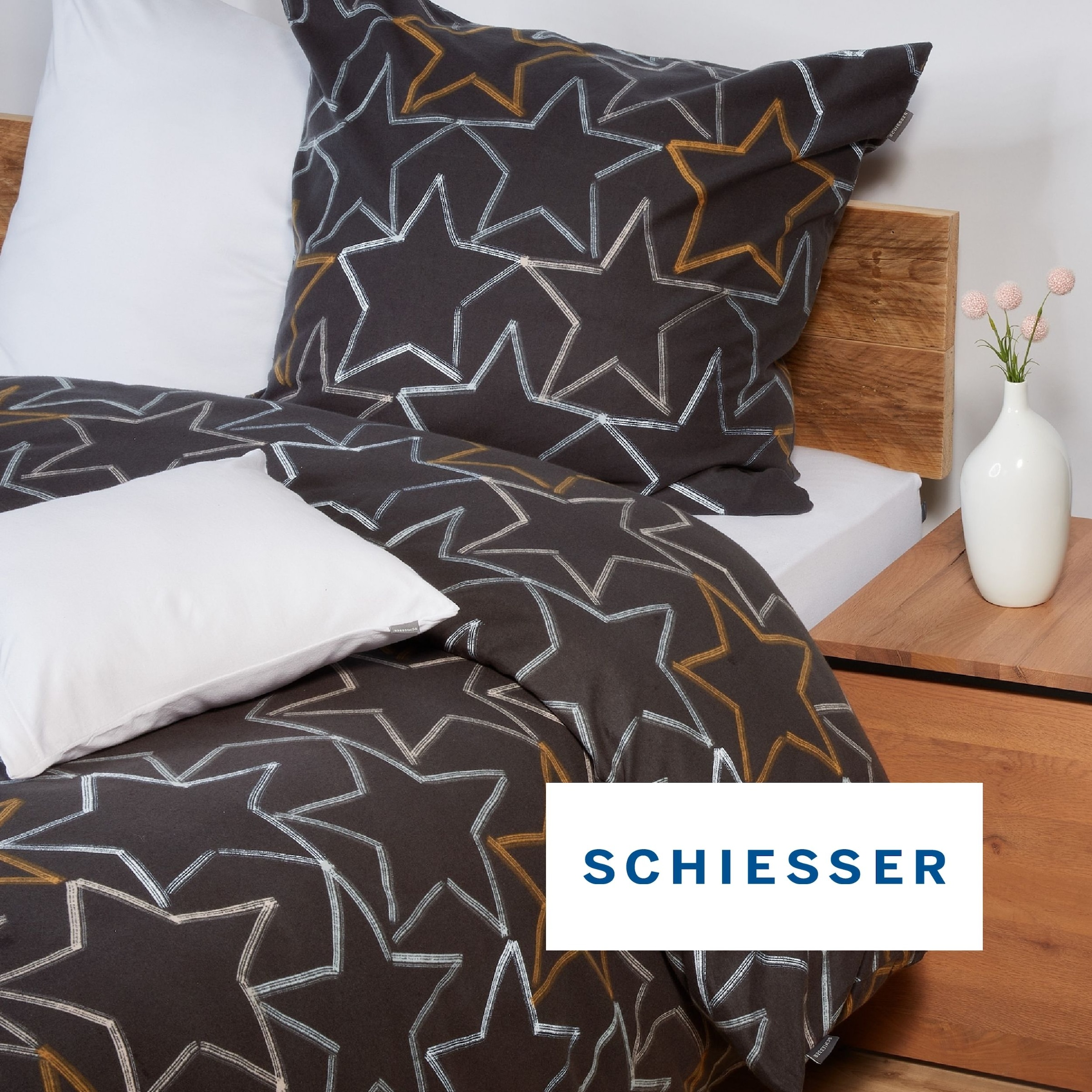Schiesser Bettwäsche »Lizzy aus weicher Baumwolle mit coolem Sterne-Print« 2 Stk. OEKO-TEX® MADE IN GREEN-zertifiziert