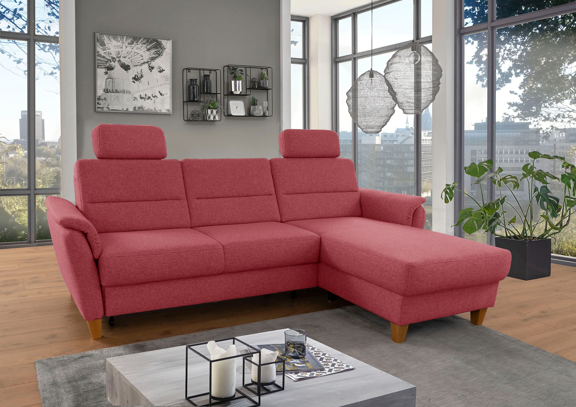 Home affaire Ecksofa "Palmera L-Form, B: 244 cm" optional Bettfunktion & Be günstig online kaufen