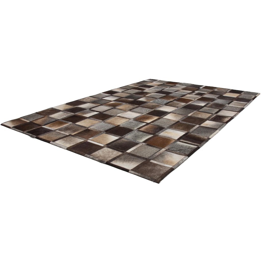 Kayoom Lederteppich »Lavish 410«, rechteckig, Patchwork-echtes Leder-Fell, Wohnzimmer