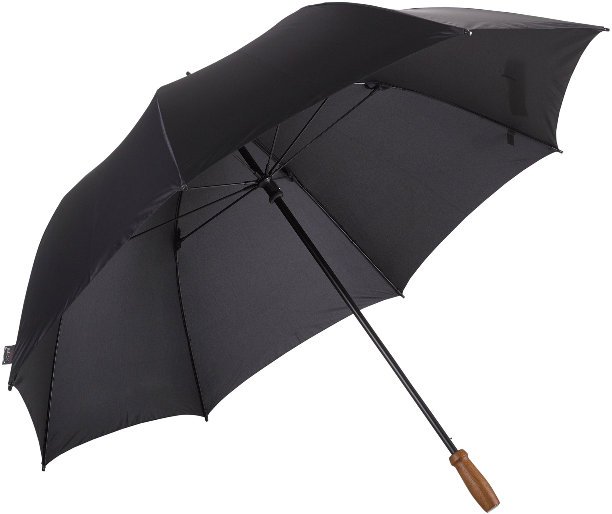 EuroSCHIRM Partnerschirm "birdiepal classic, schwarz", Regenschirm für Zwei, mit Echtholzgriff aus Nussbaum