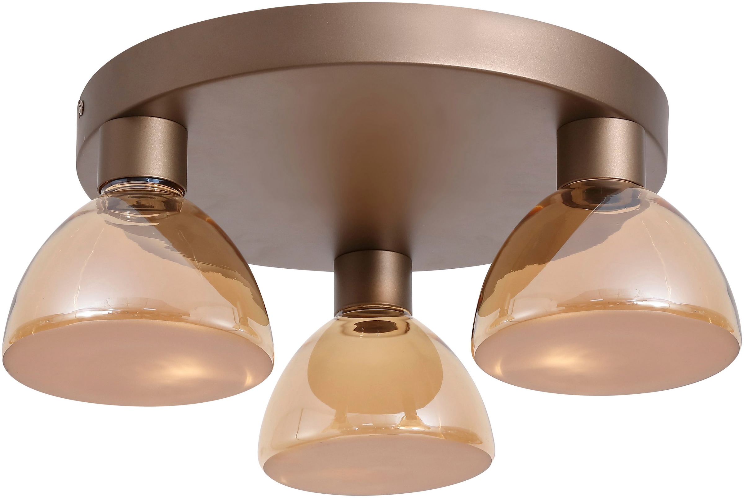 Searchlight LED Deckenleuchte »Cannes LED 3Lt-Deckenleuchte, Latte-Metall und Bernsteinglas« LED-Modul 1 Stk.