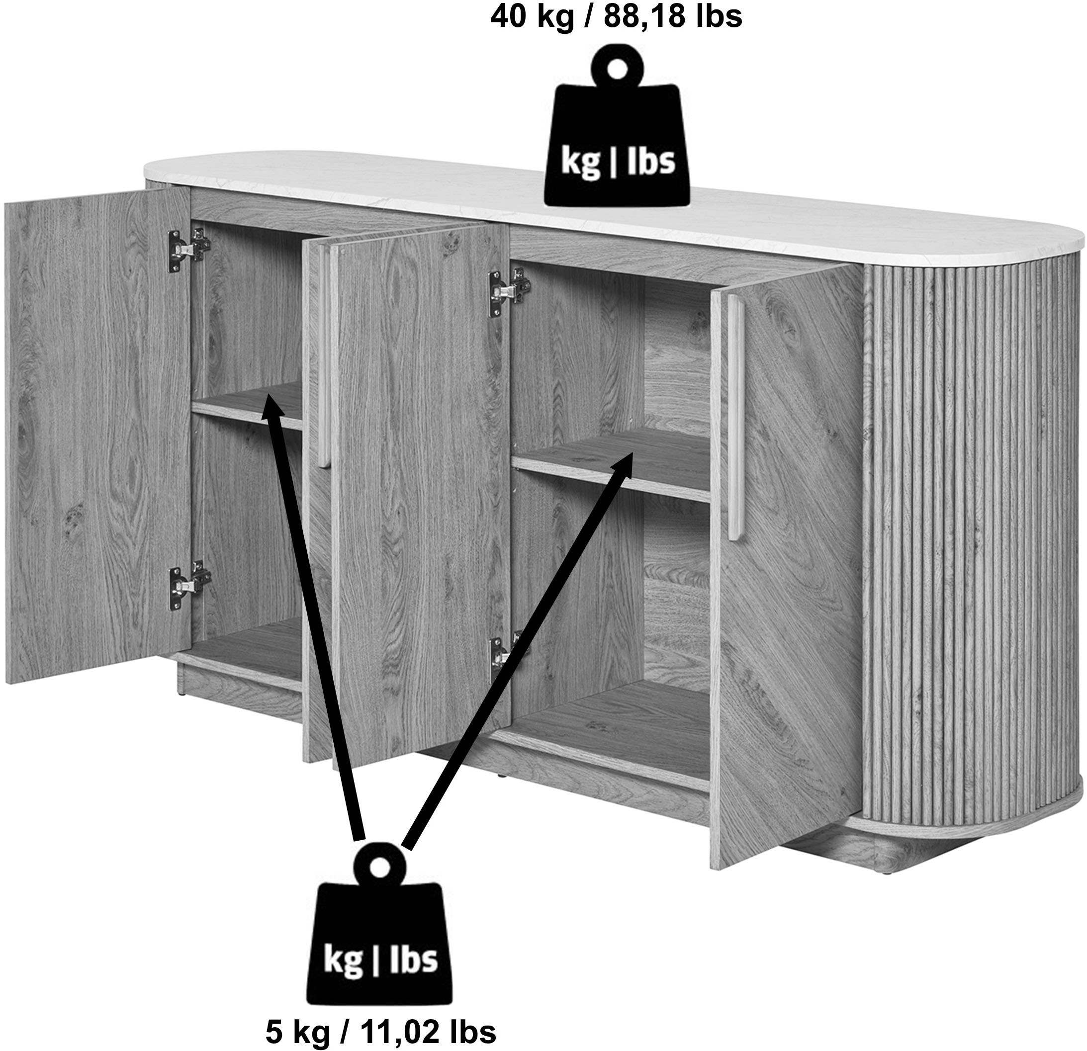 Jahnke Sideboard »ARROW SB 160«, (1 St.), Sideboard, abgerundet, Fischgrät-Muster, Breite 159,5 cm